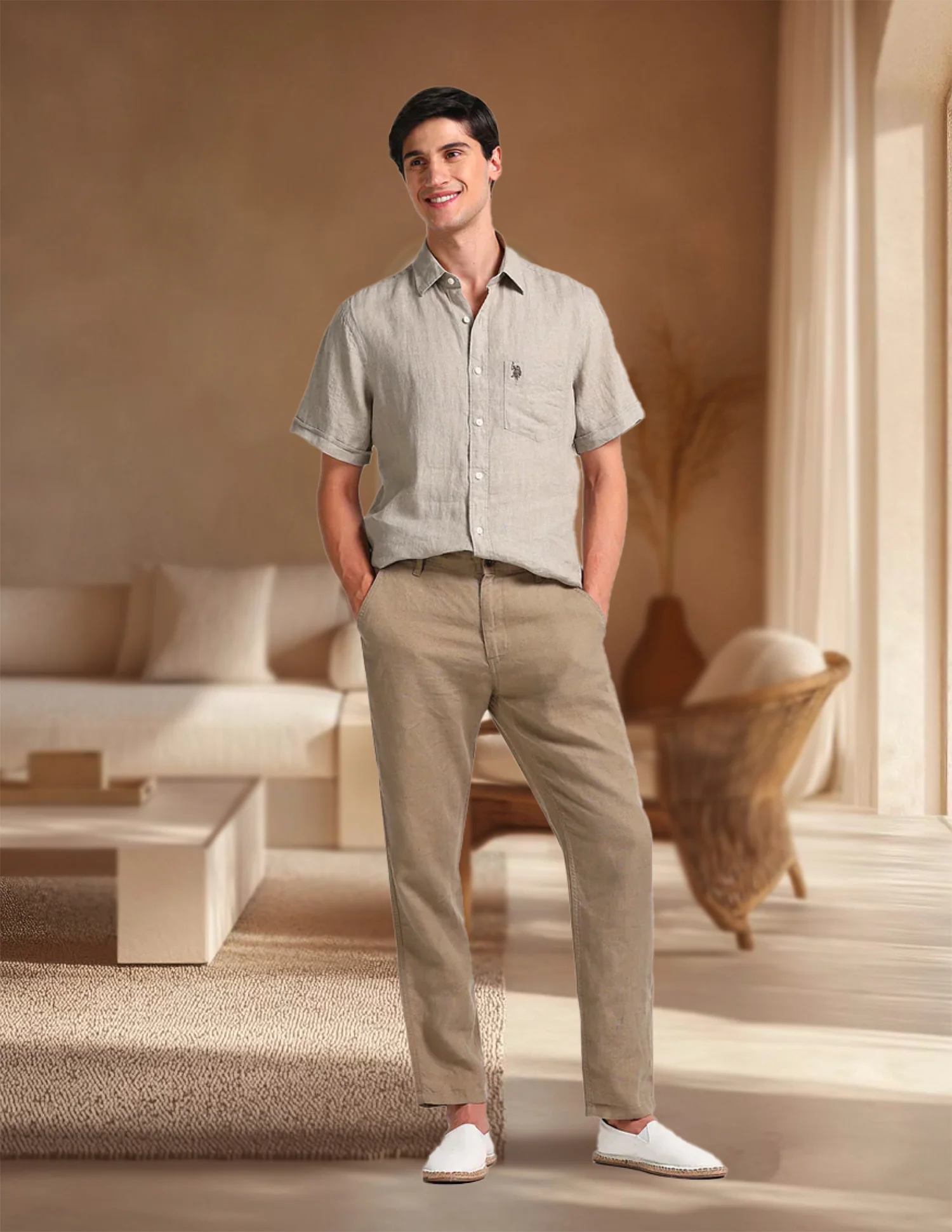 Tailored Fit Linen Shirt - Image 3
