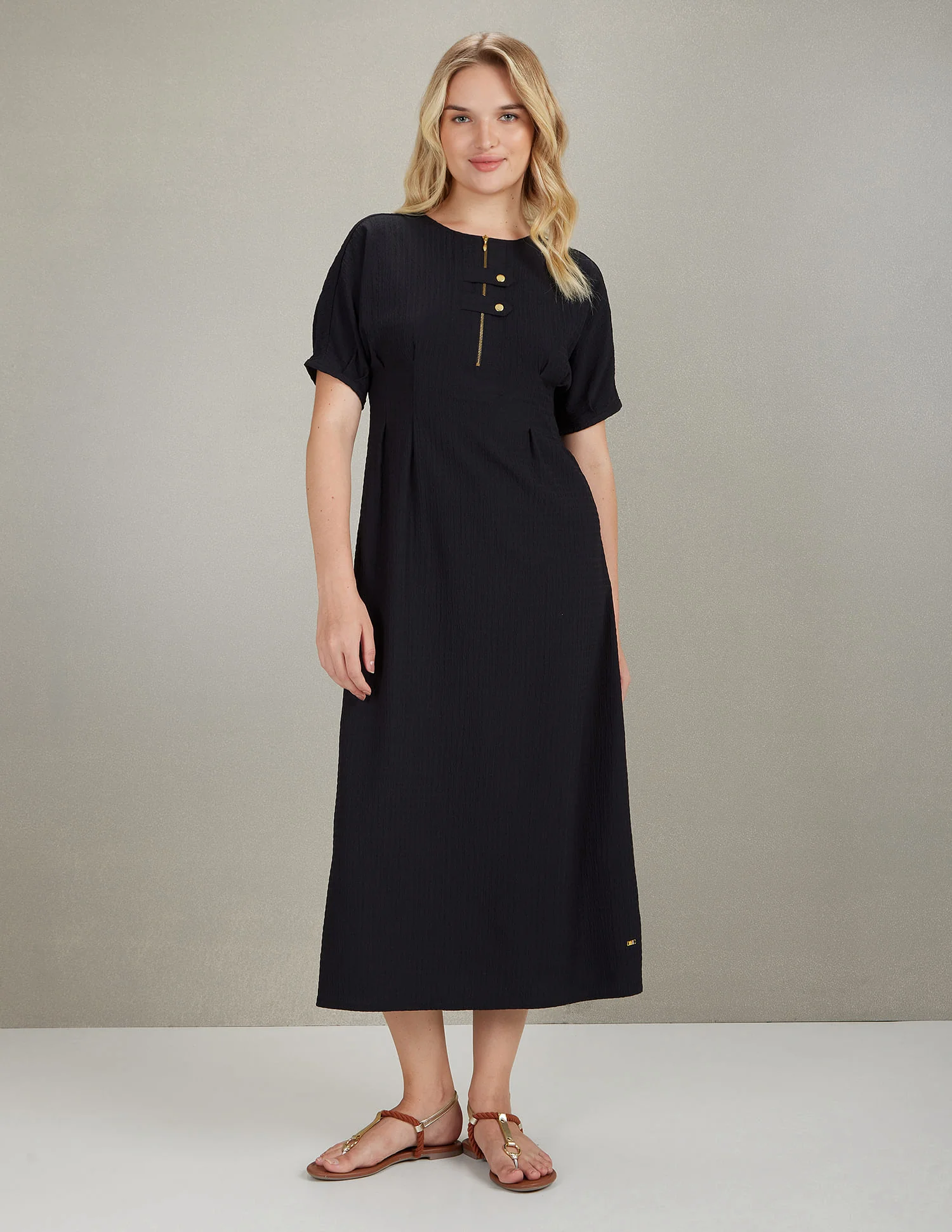 Textured Fit And Flare Midi Dress - Image 3