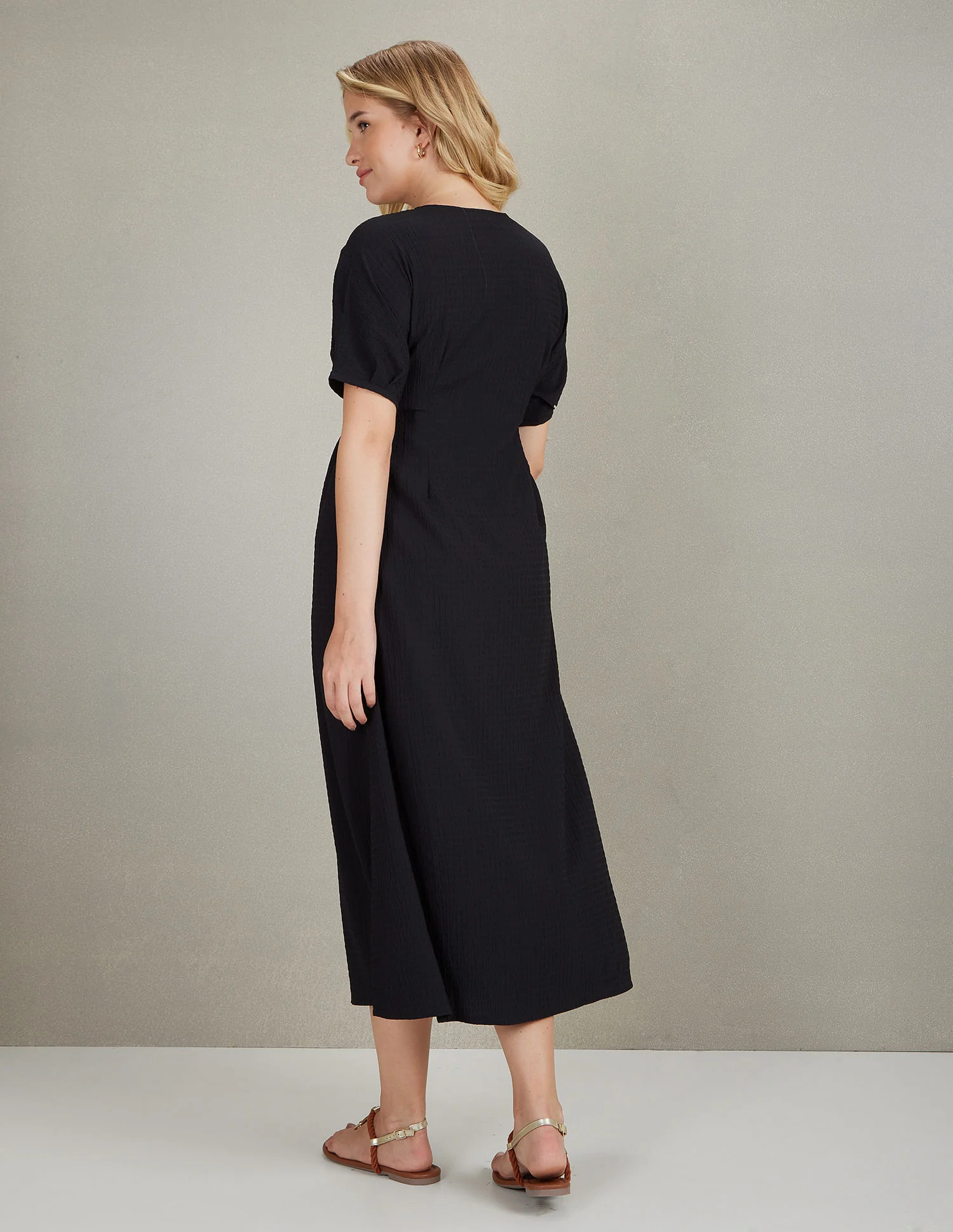 Textured Fit And Flare Midi Dress - Image 5