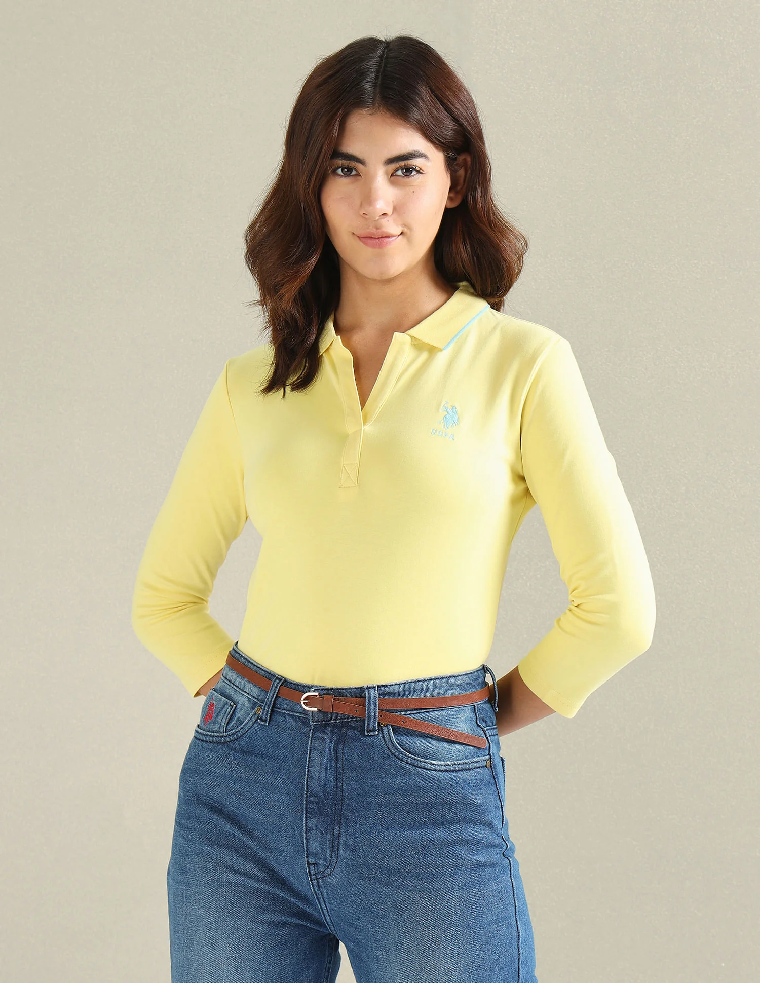 Tipped Collar Solid Polo Shirt