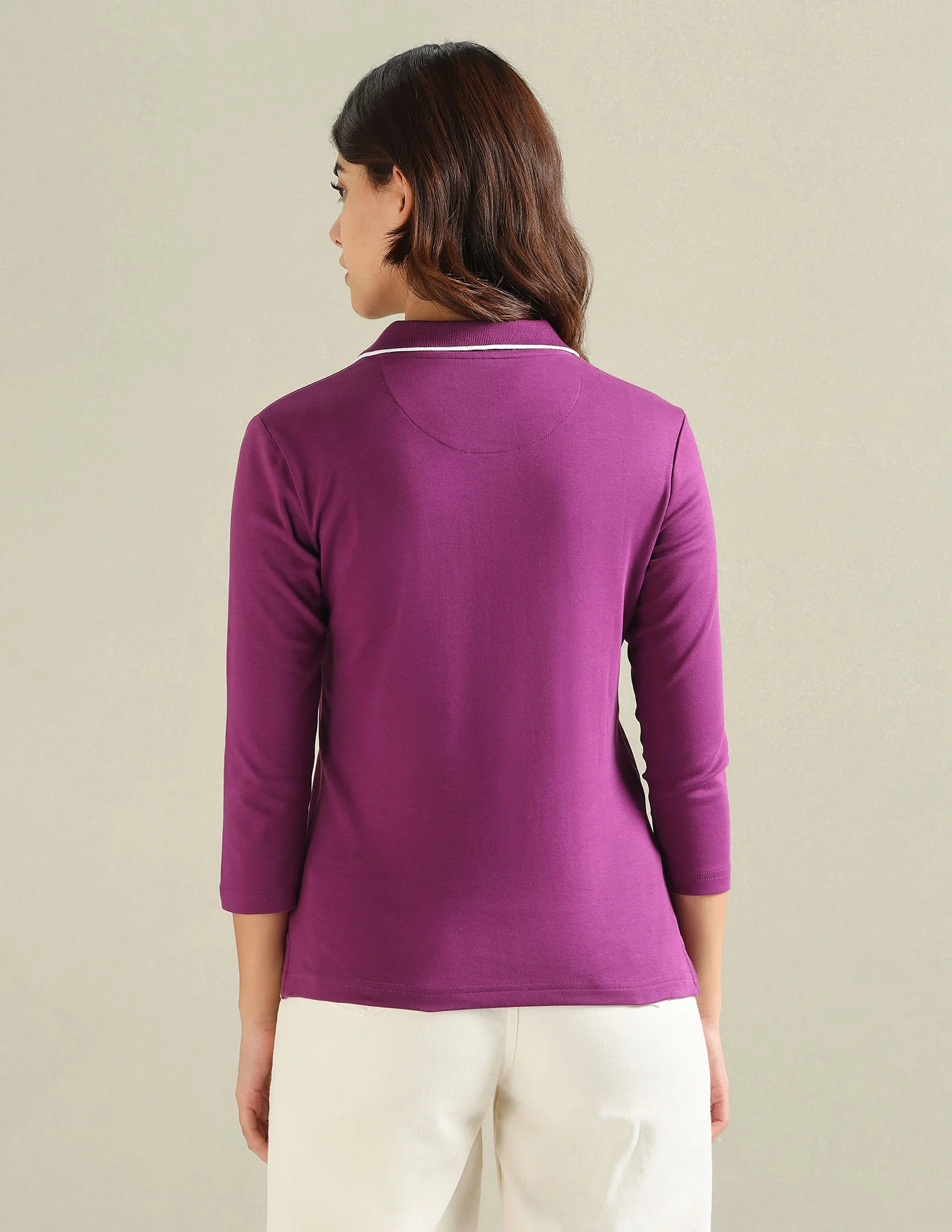 Tipped Collar Solid Polo Shirt - Image 5