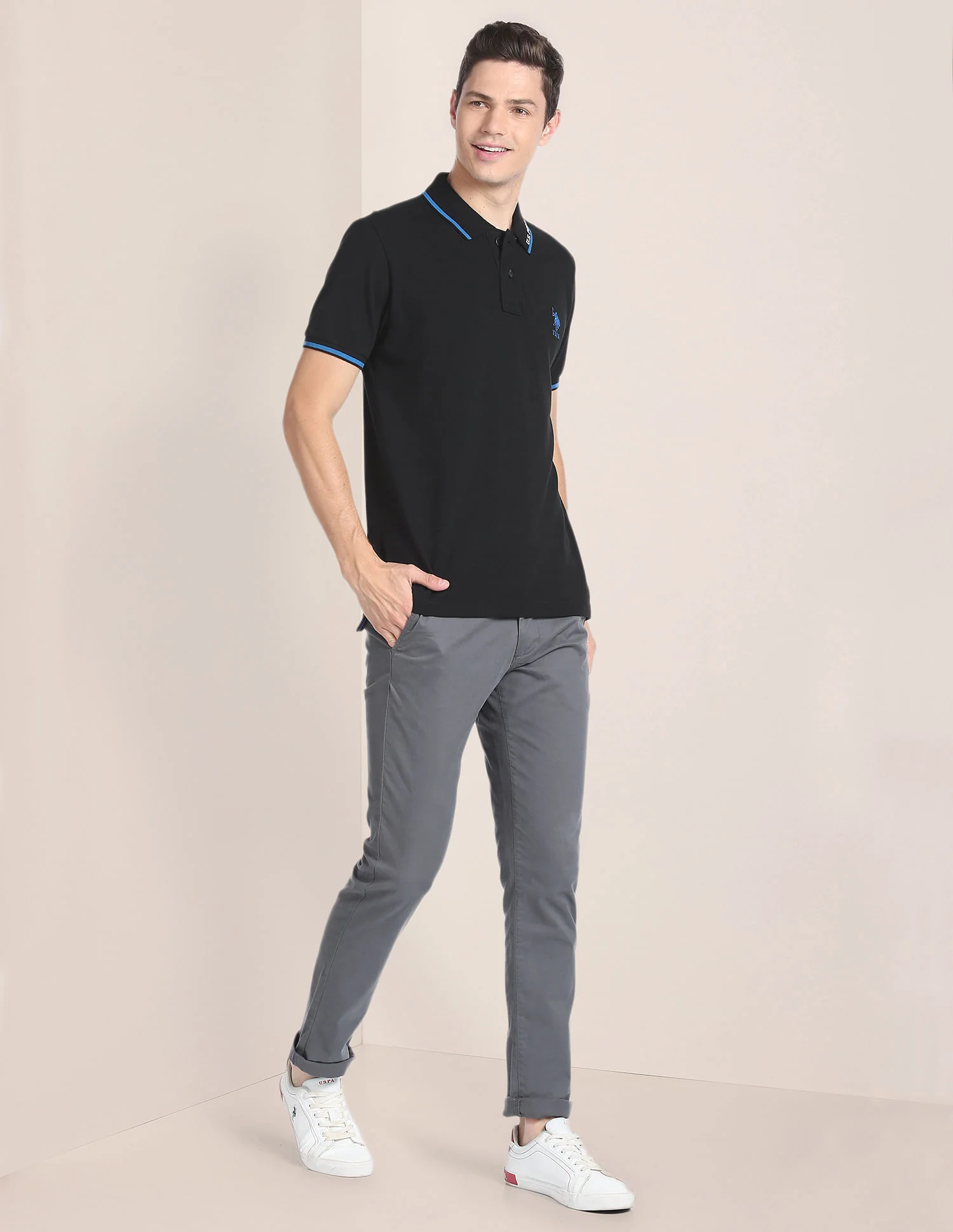Tipped Collar Cotton Polo Shirt - Image 3