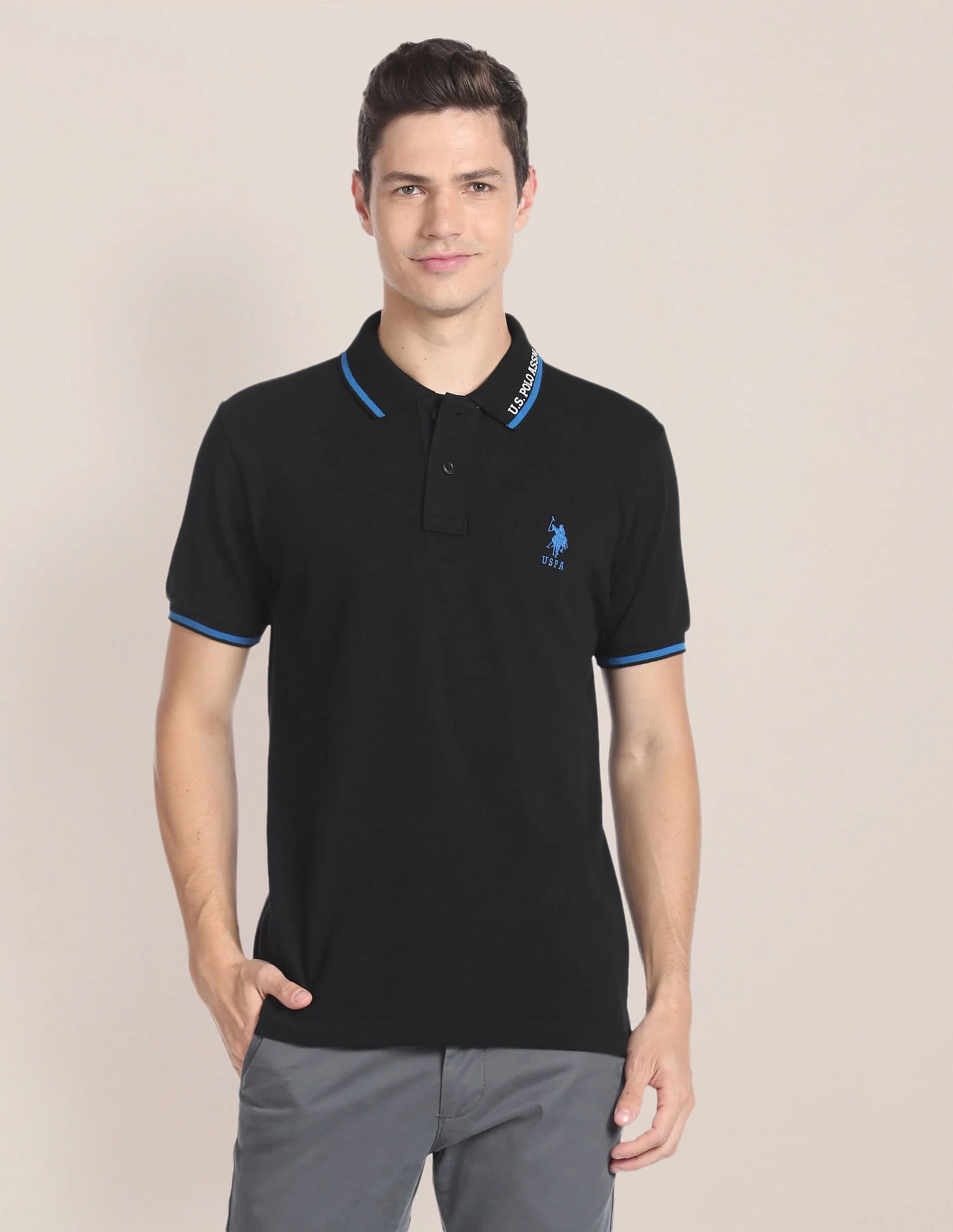 Tipped Collar Cotton Polo Shirt - Image 6