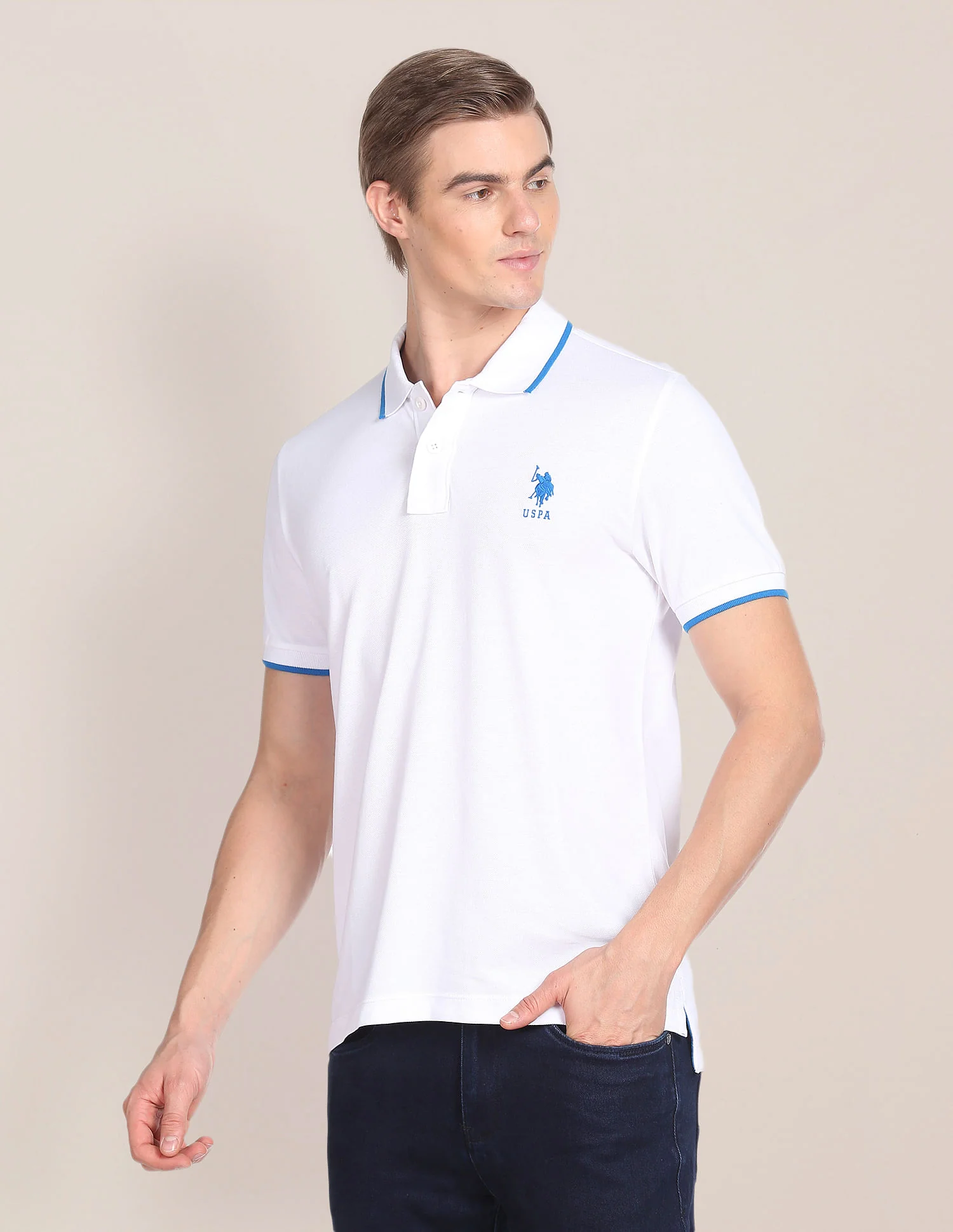 Tipped Collar Cotton Polo Shirt - Image 4