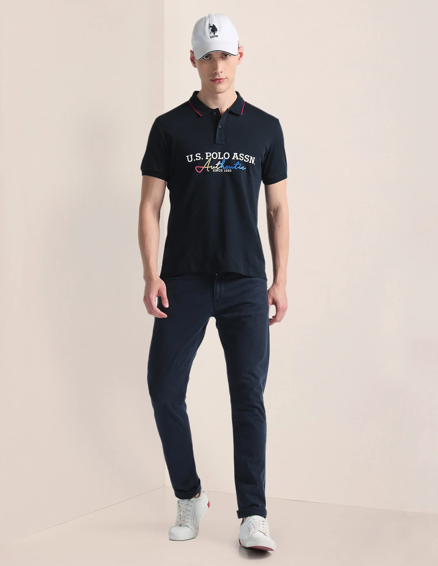 Tipped Collar Embroidered Polo Shirt - Image 3