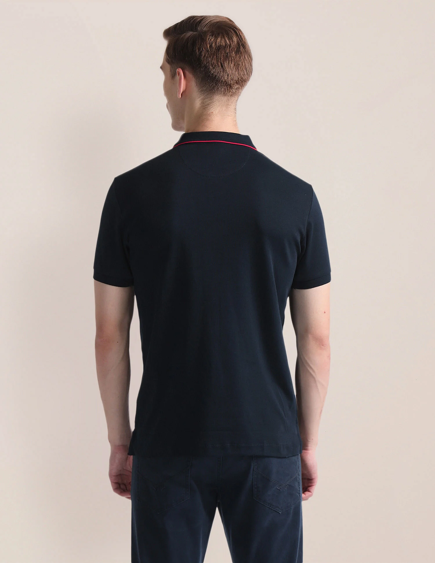 Tipped Collar Embroidered Polo Shirt - Image 5