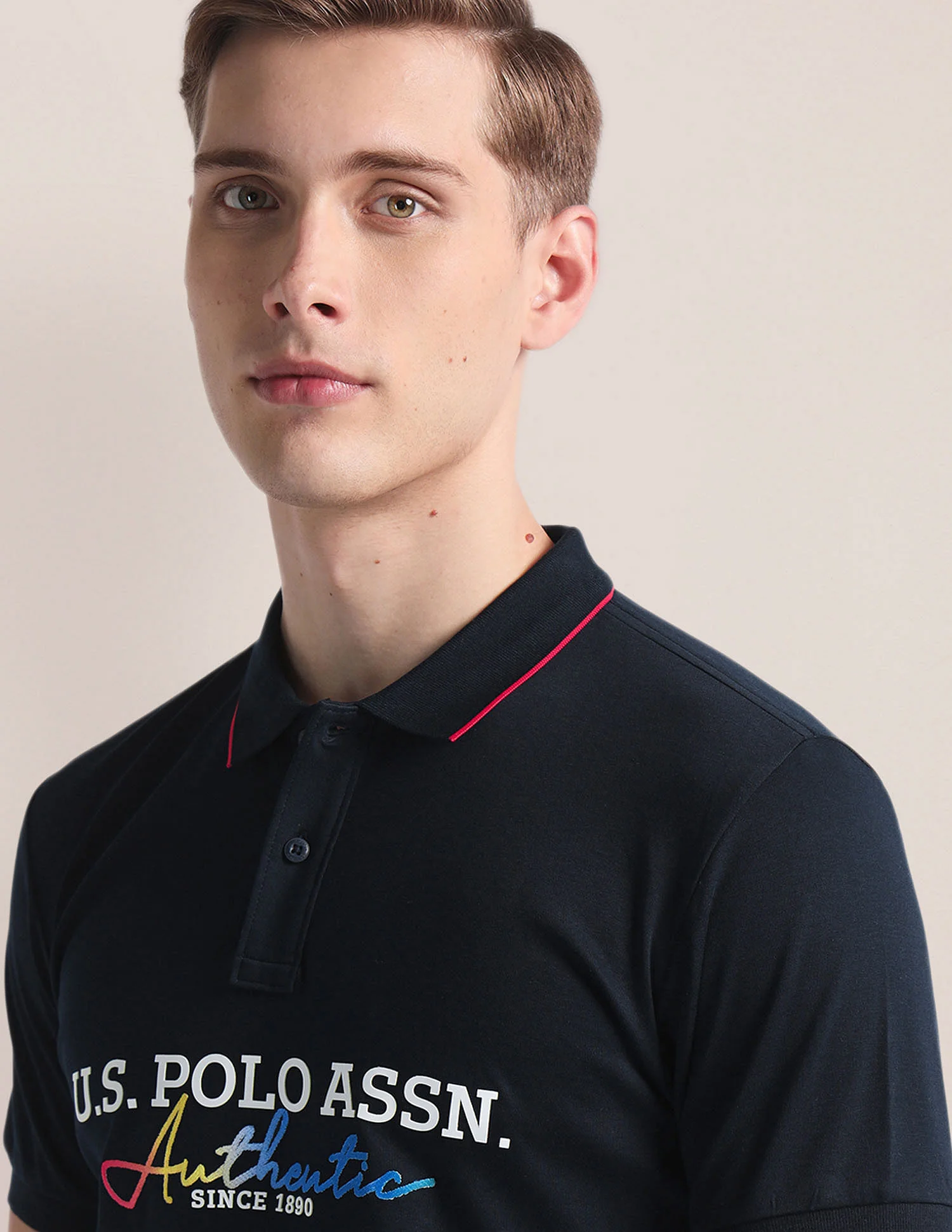 Tipped Collar Embroidered Polo Shirt - Image 7