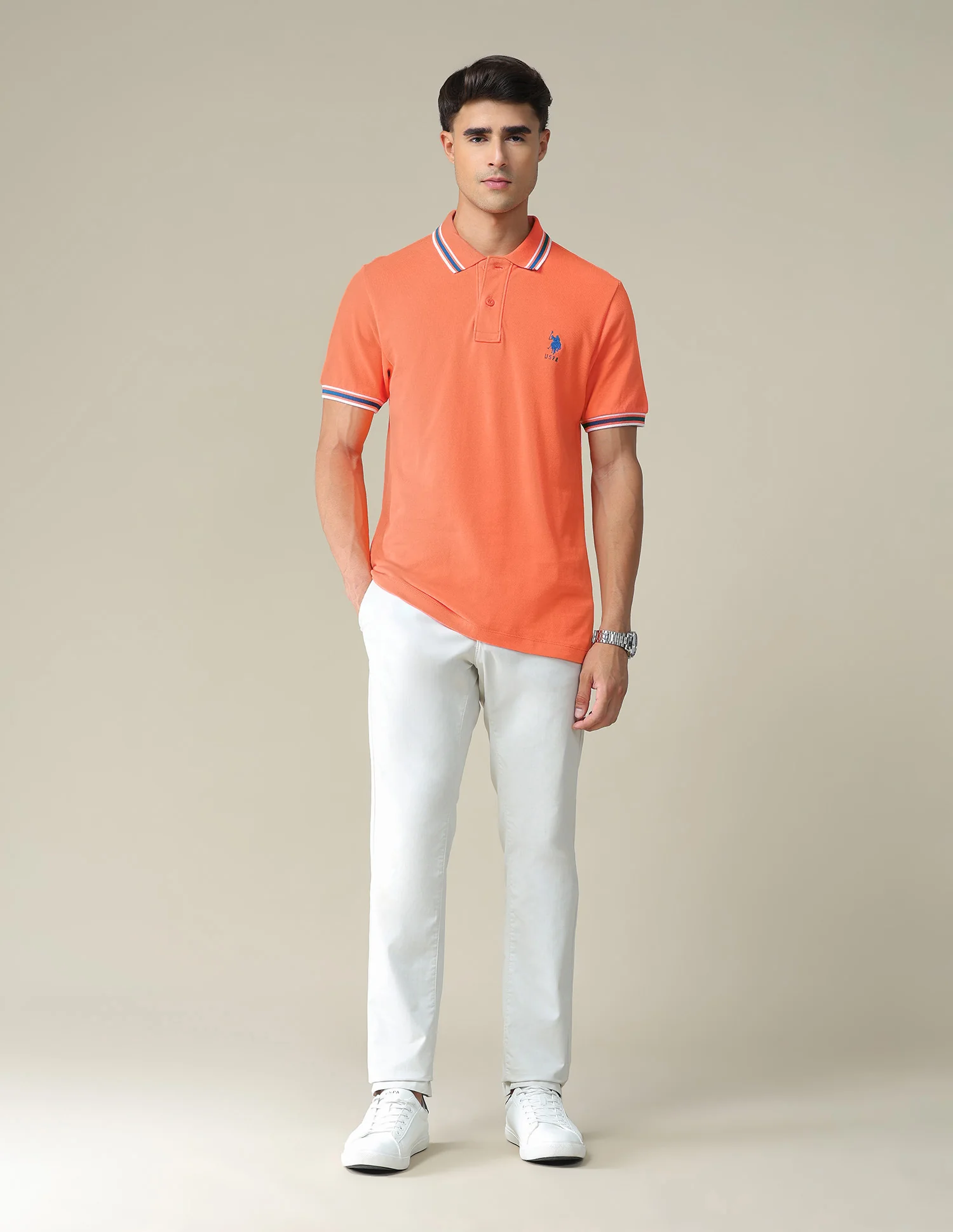 Tipped Collar Slim Fit Polo Shirt - Image 3