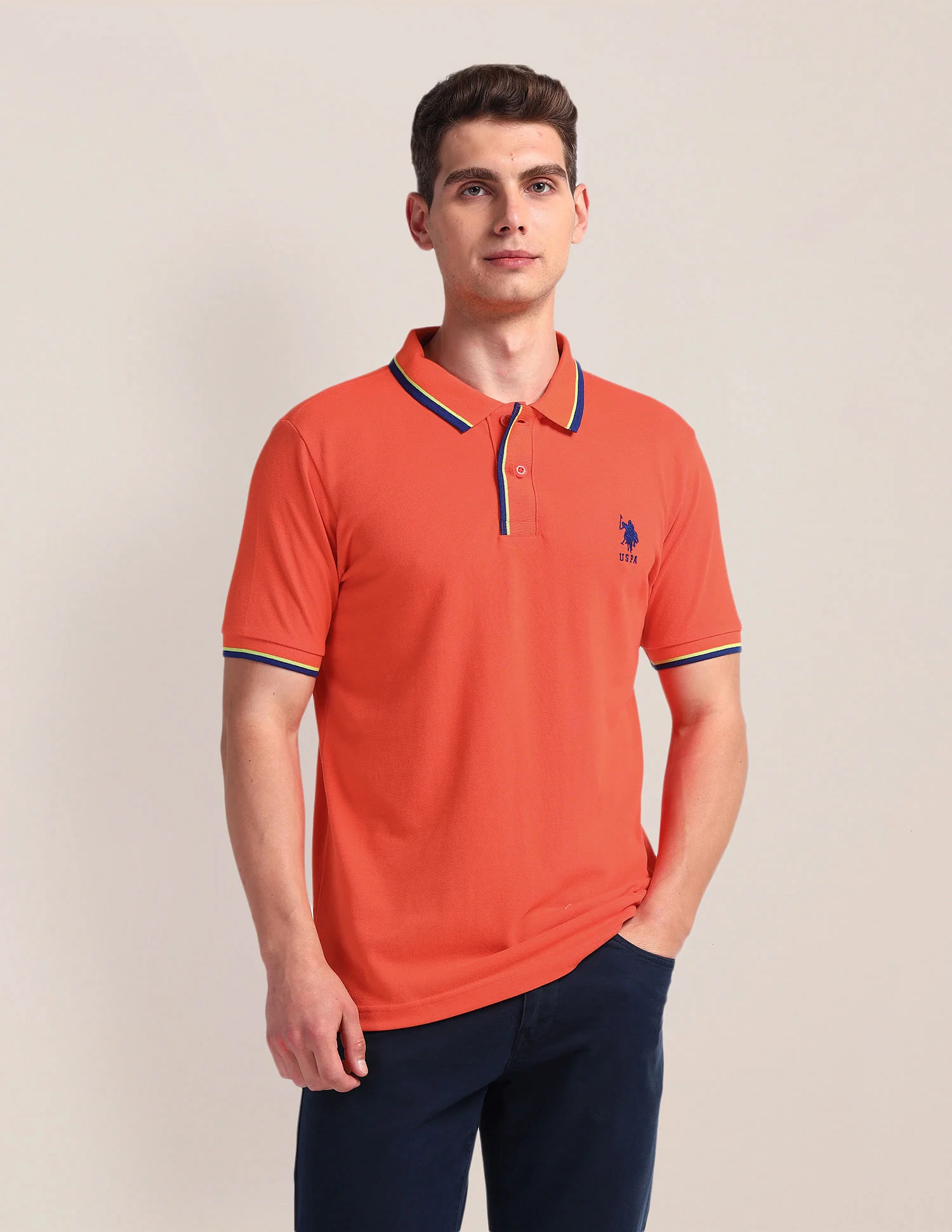 Tipped Collar Slim Polo Shirt - Image 6