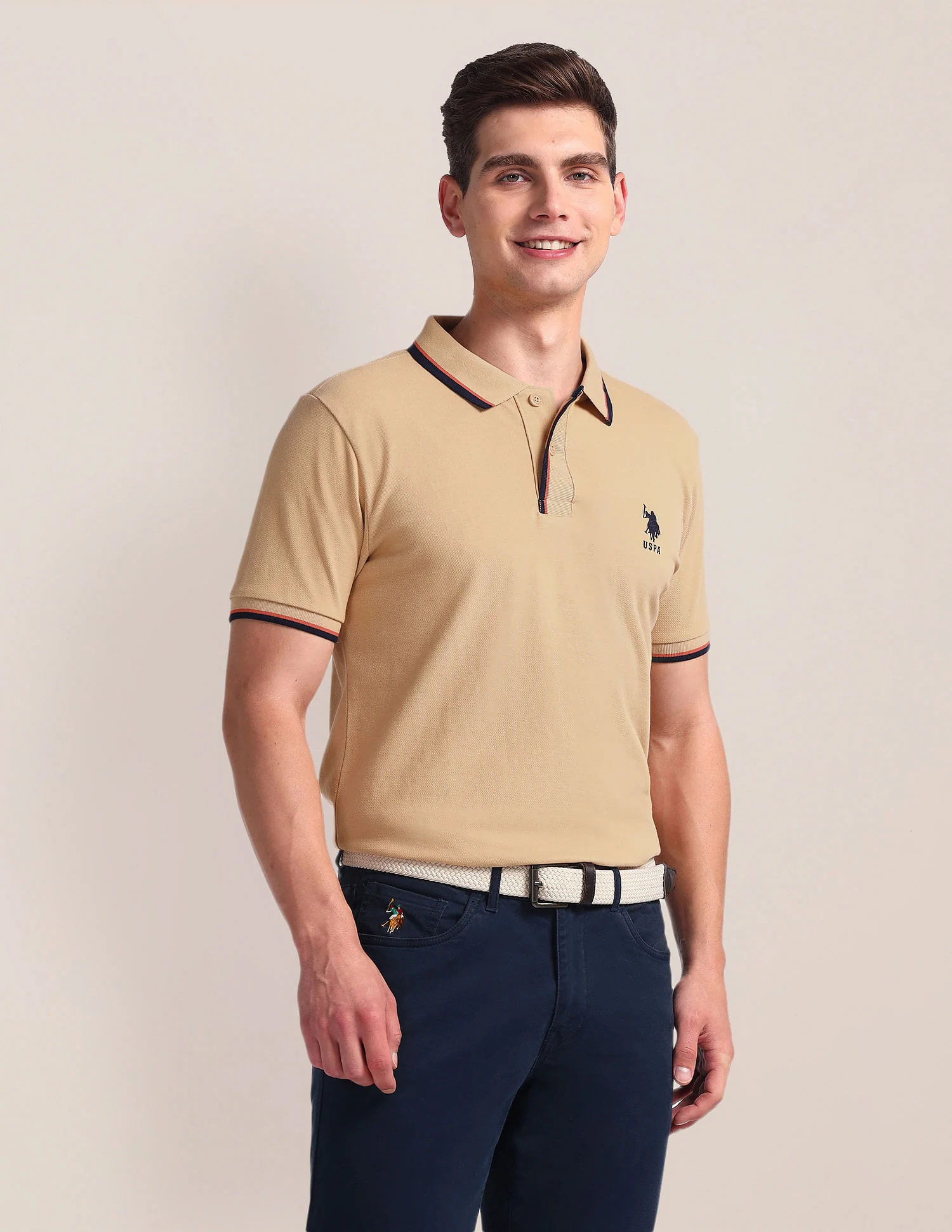 Tipped Collar Slim Polo Shirt