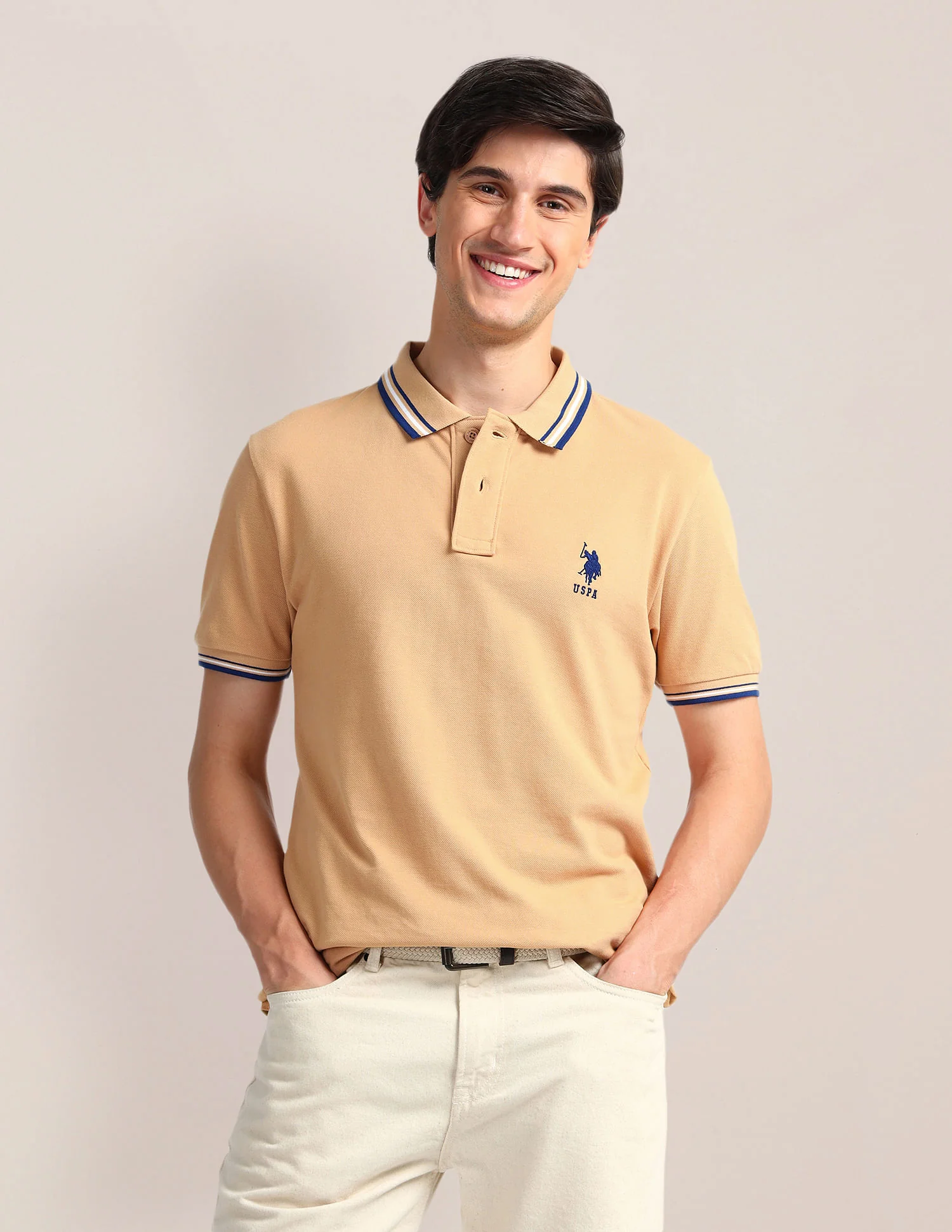 Tipped Collar Slim Polo Shirt