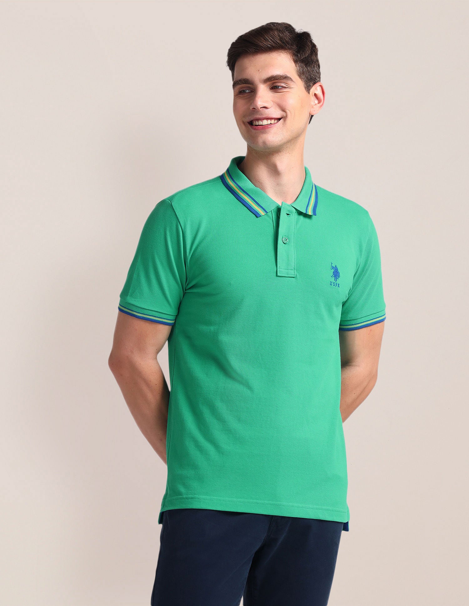 Tipped Collar Slim Polo Shirt