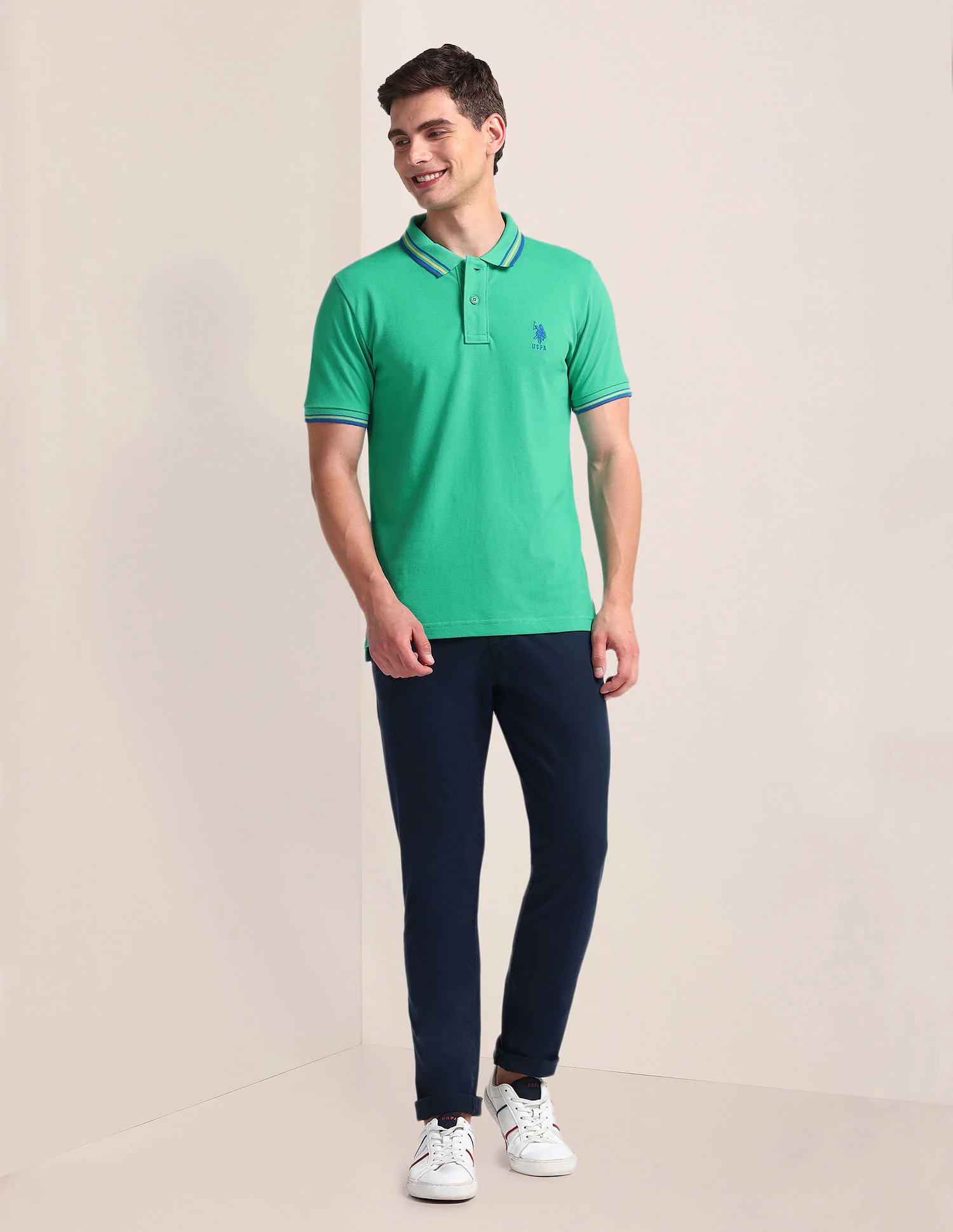 Tipped Collar Slim Polo Shirt - Image 3