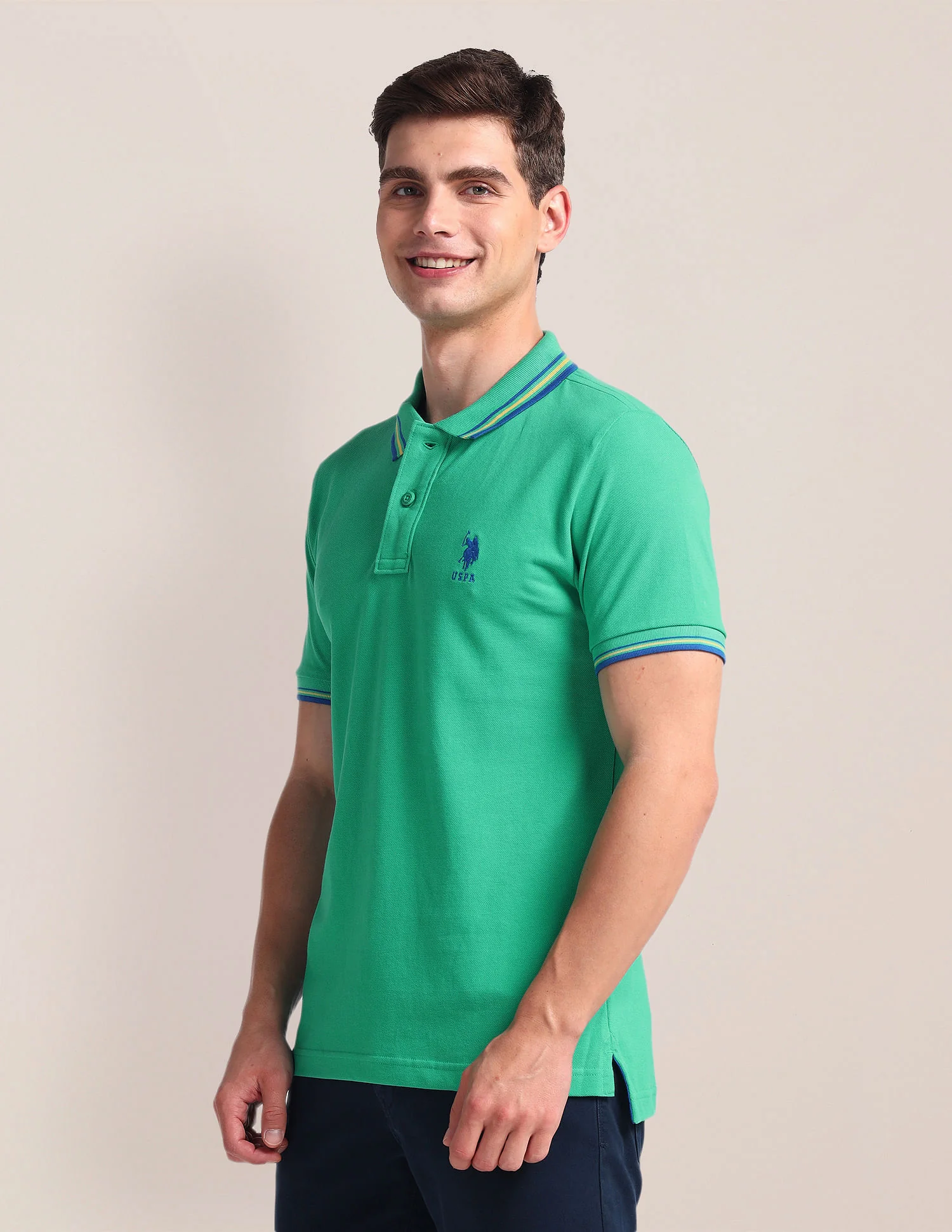 Tipped Collar Slim Polo Shirt - Image 4