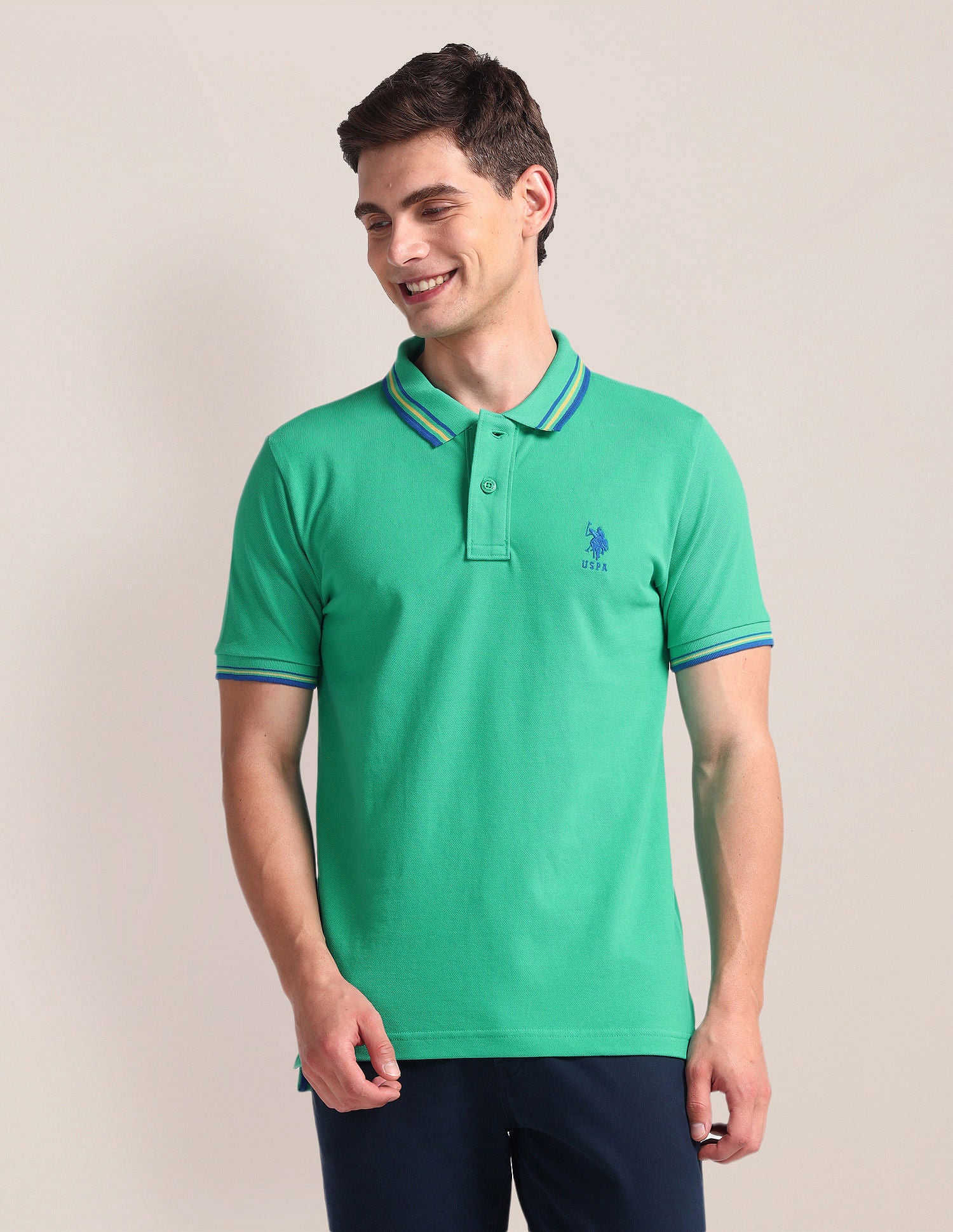 Tipped Collar Slim Polo Shirt - Image 6