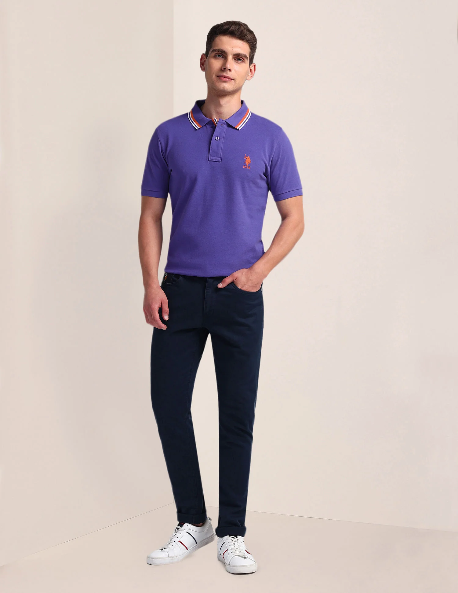 Tipped Collar Slim Polo Shirt - Image 3