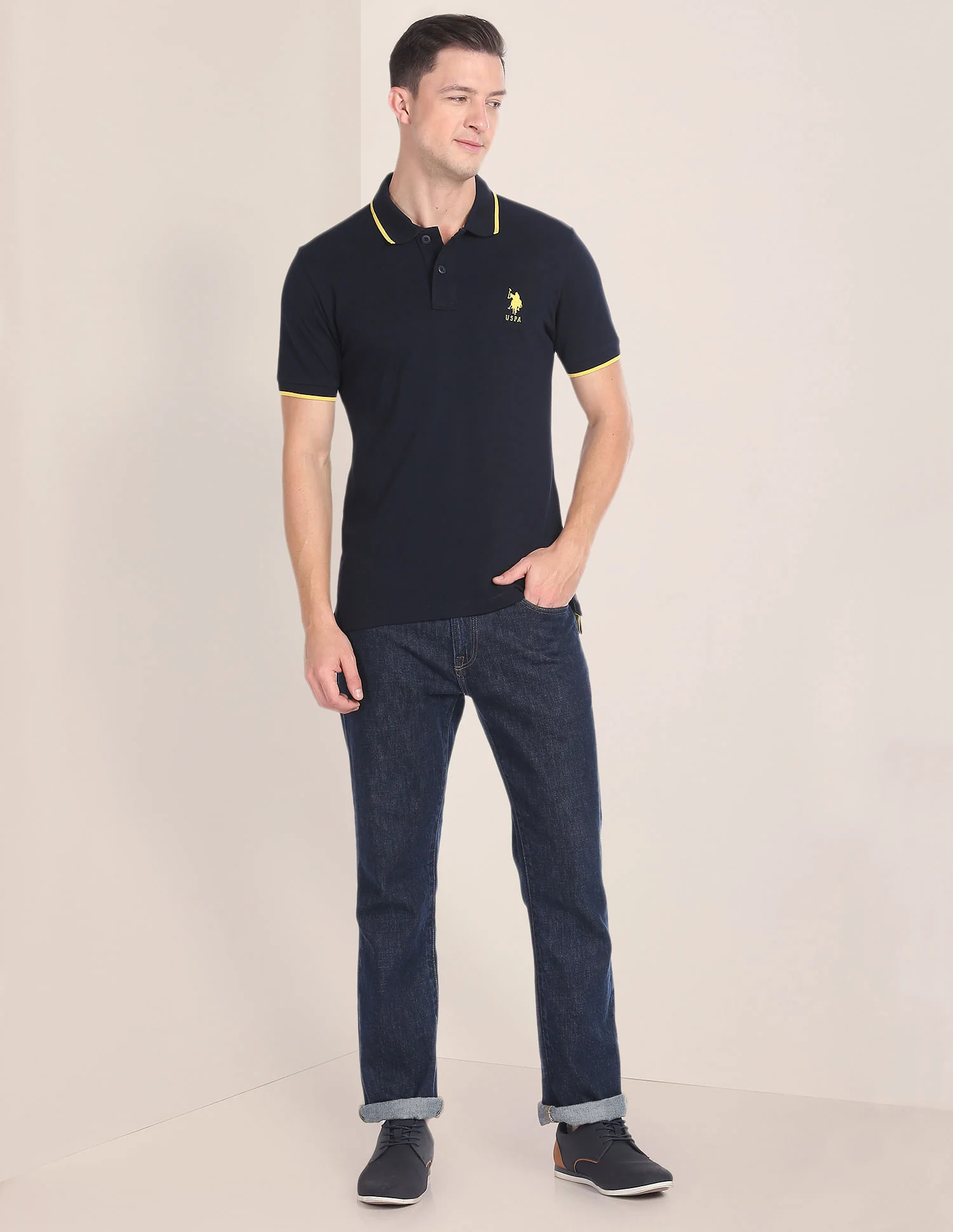 Tipped Collar Solid Polo Shirt - Image 3