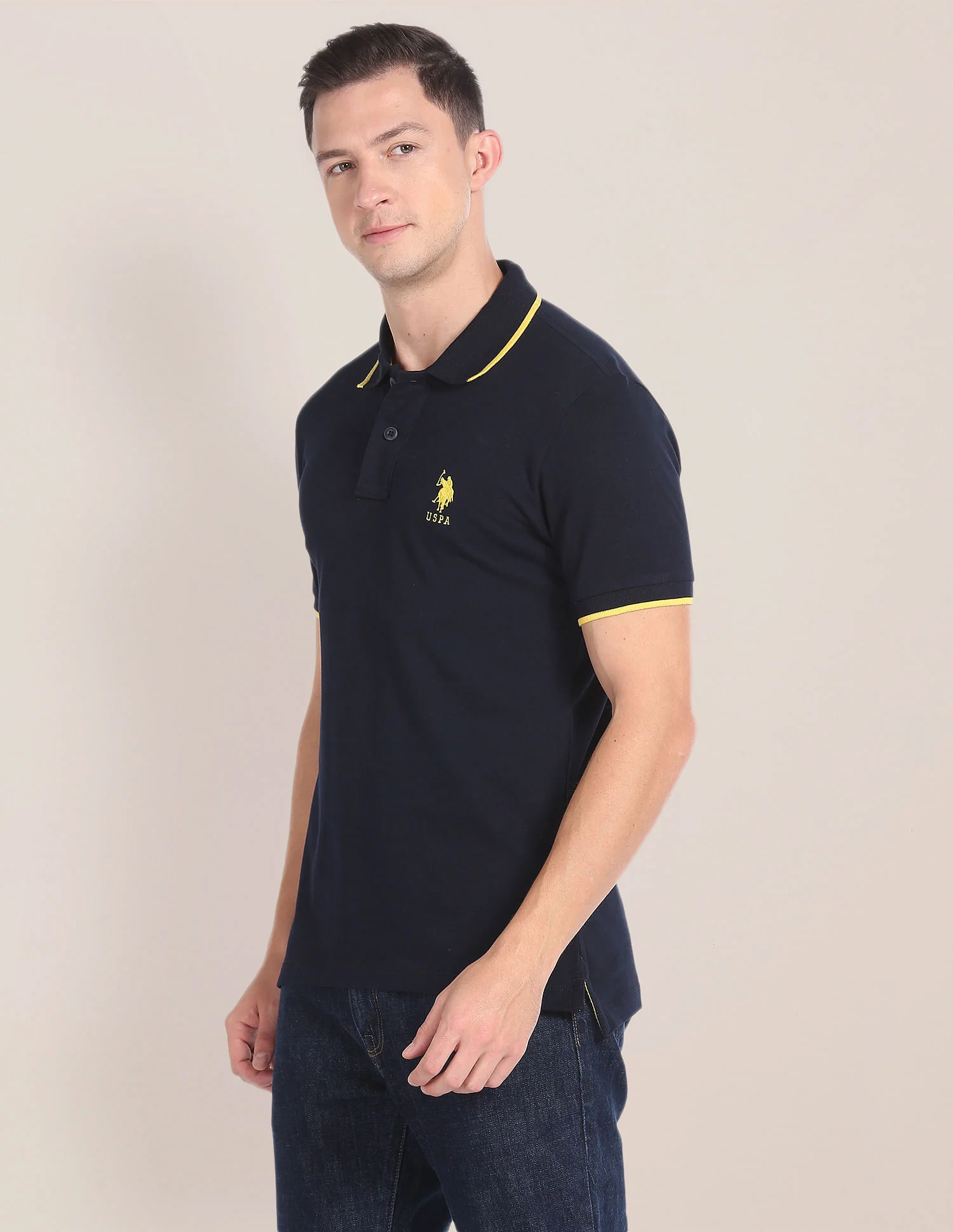 Tipped Collar Solid Polo Shirt - Image 4
