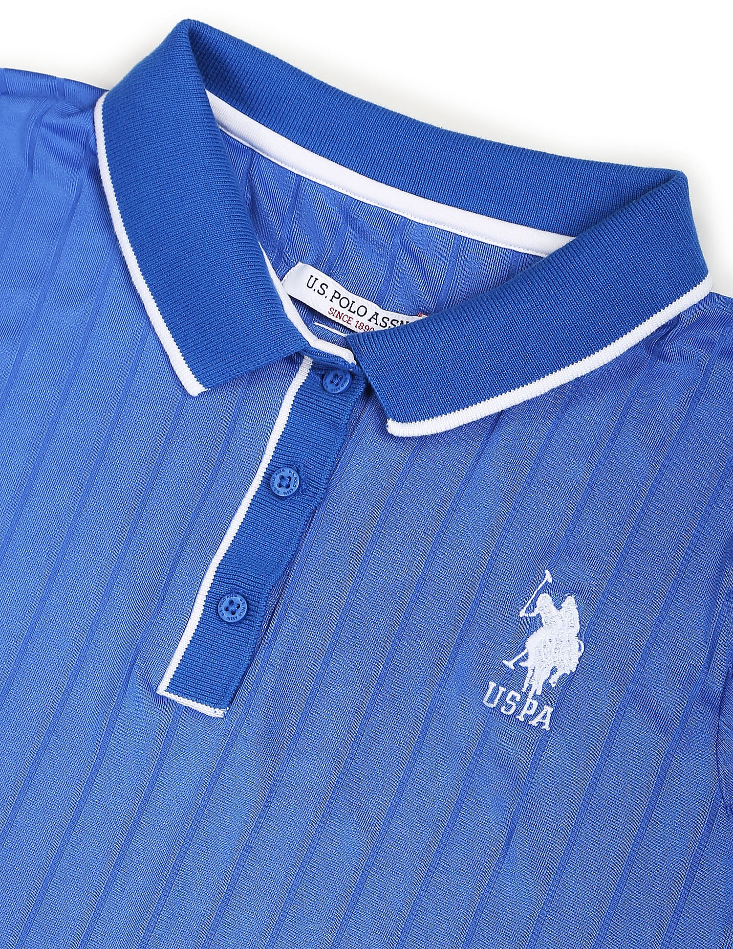 Tipped Collar Vertical Stripe Polo Shirt - Image 2