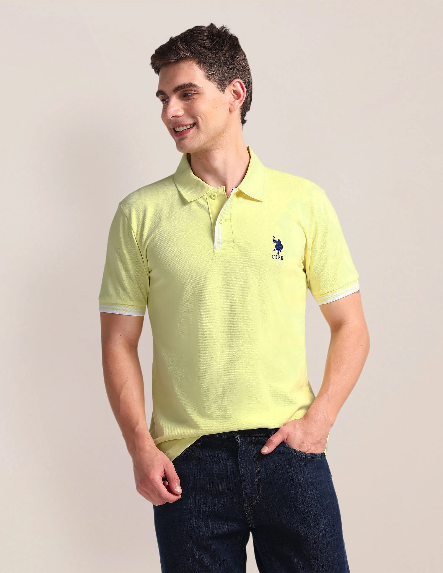Tipped Placket Slim Polo Shirt