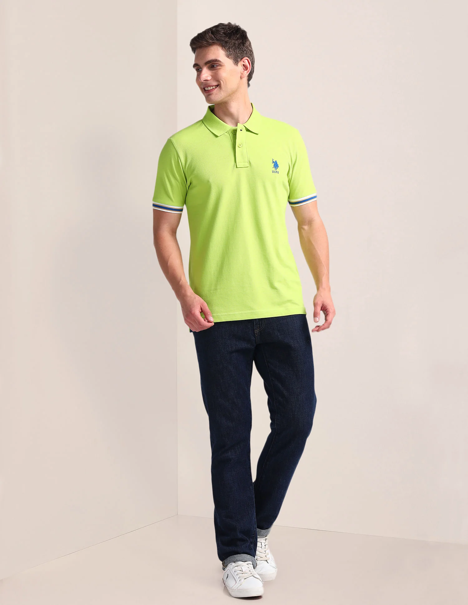 Tipped Sleeve Hem Slim Polo Shirt - Image 3