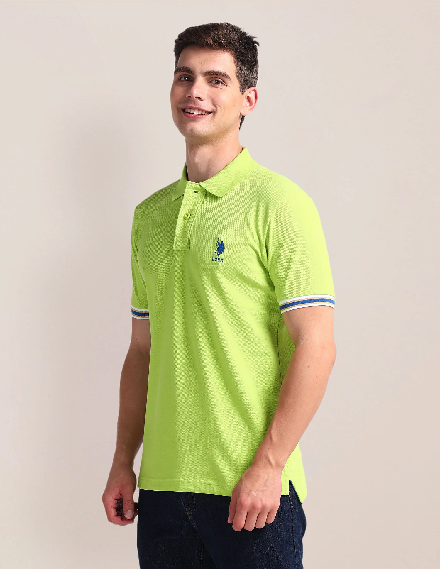 Tipped Sleeve Hem Slim Polo Shirt - Image 4