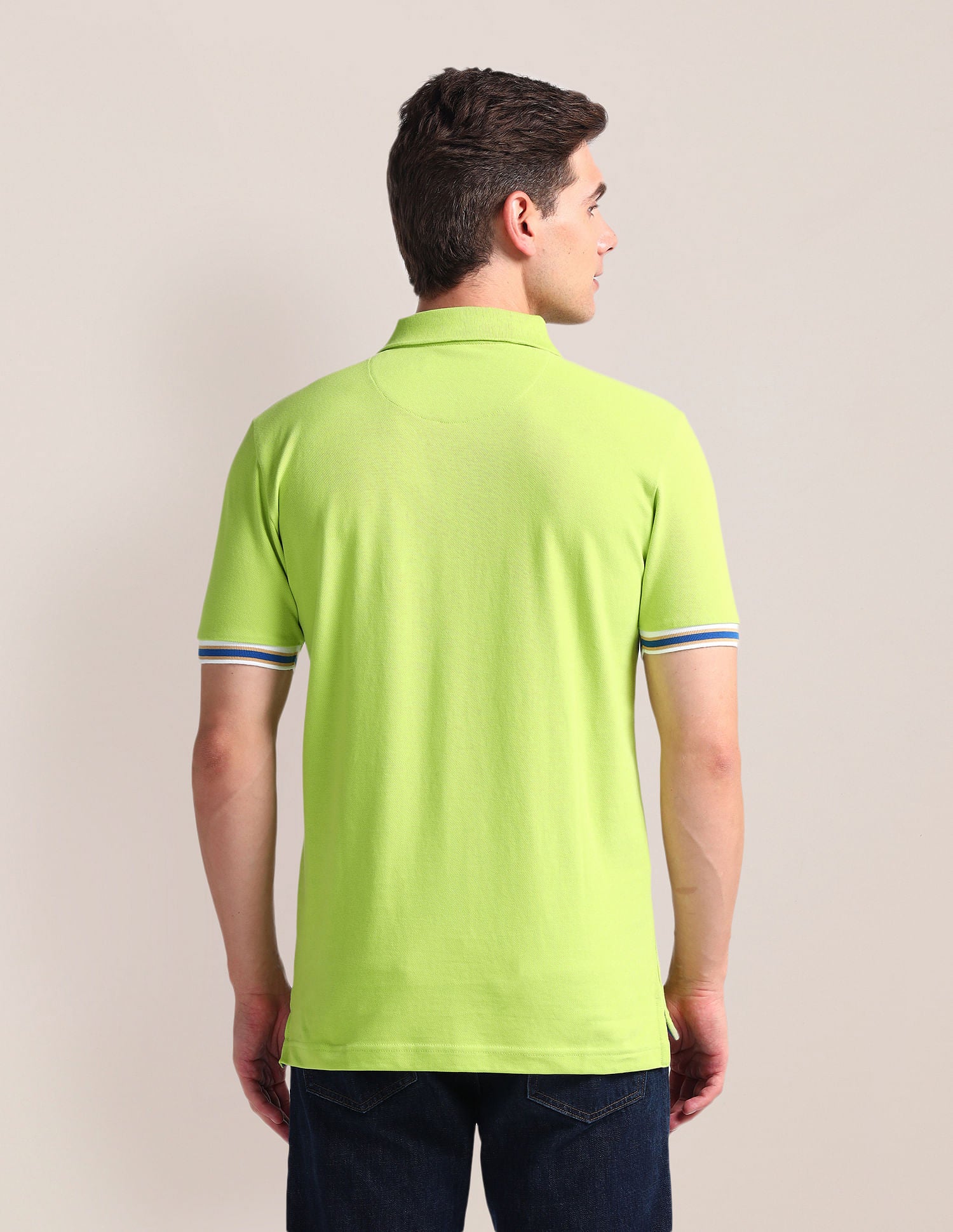 Tipped Sleeve Hem Slim Polo Shirt - Image 5