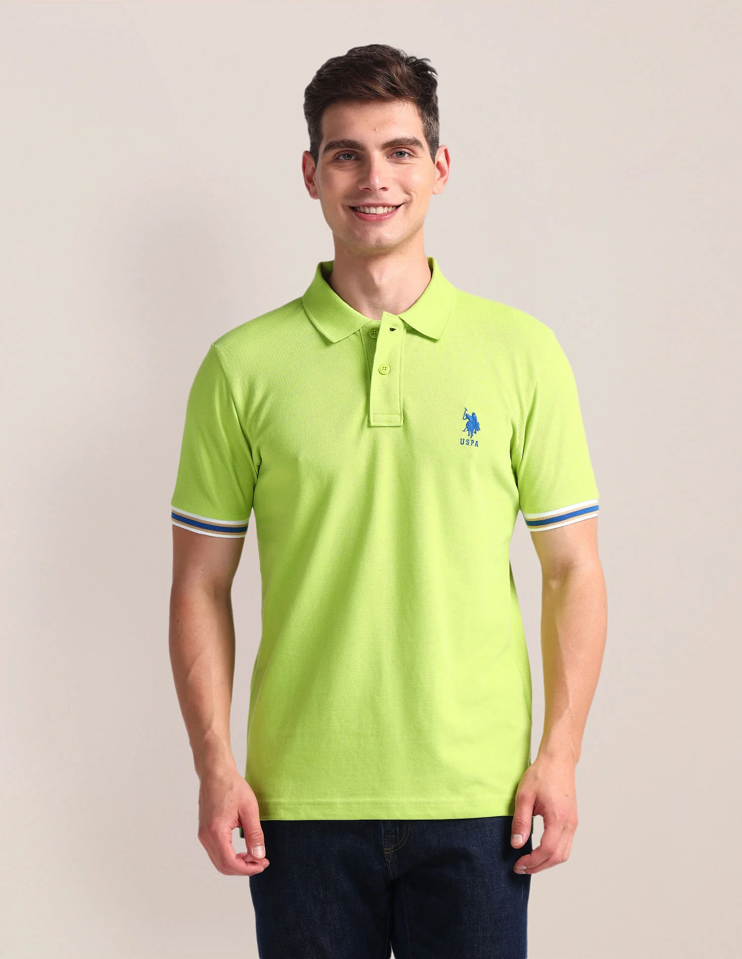 Tipped Sleeve Hem Slim Polo Shirt - Image 6