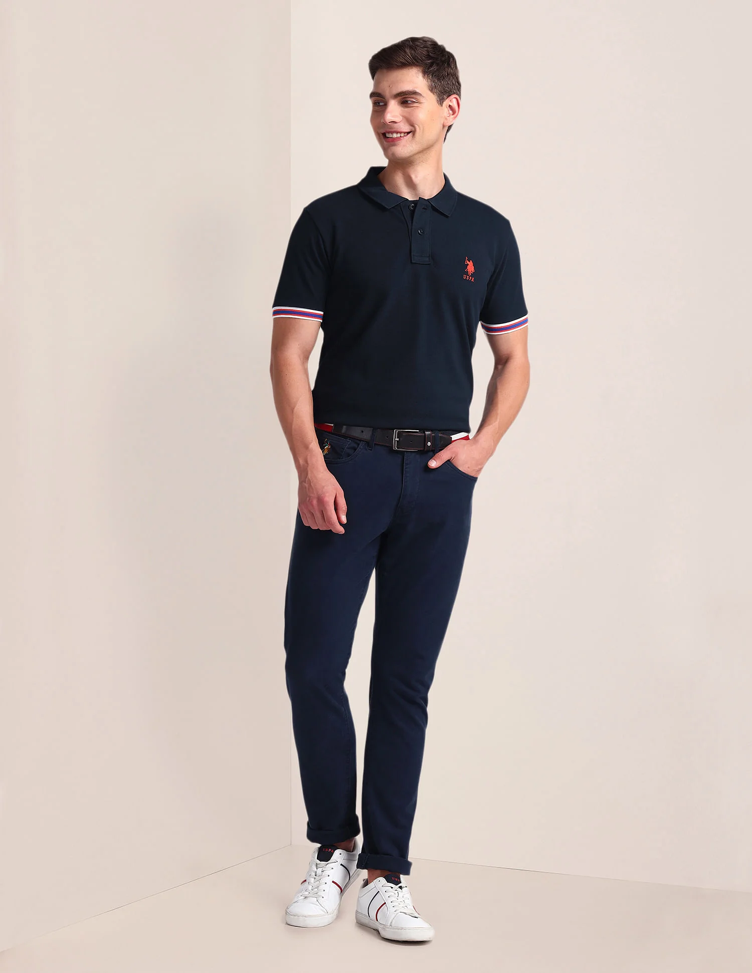 Tipped Sleeve Hem Slim Polo Shirt - Image 3