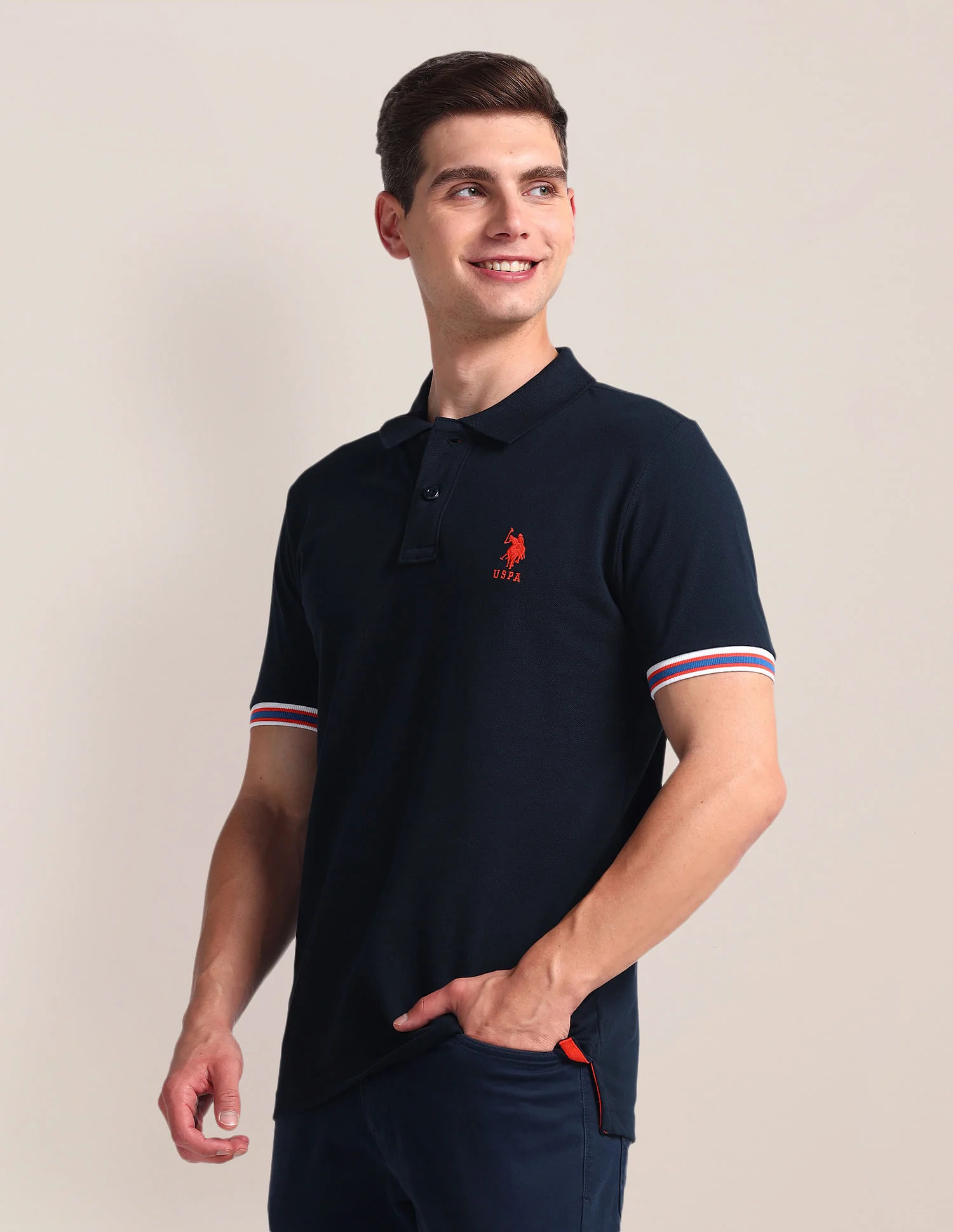 Tipped Sleeve Hem Slim Polo Shirt - Image 4