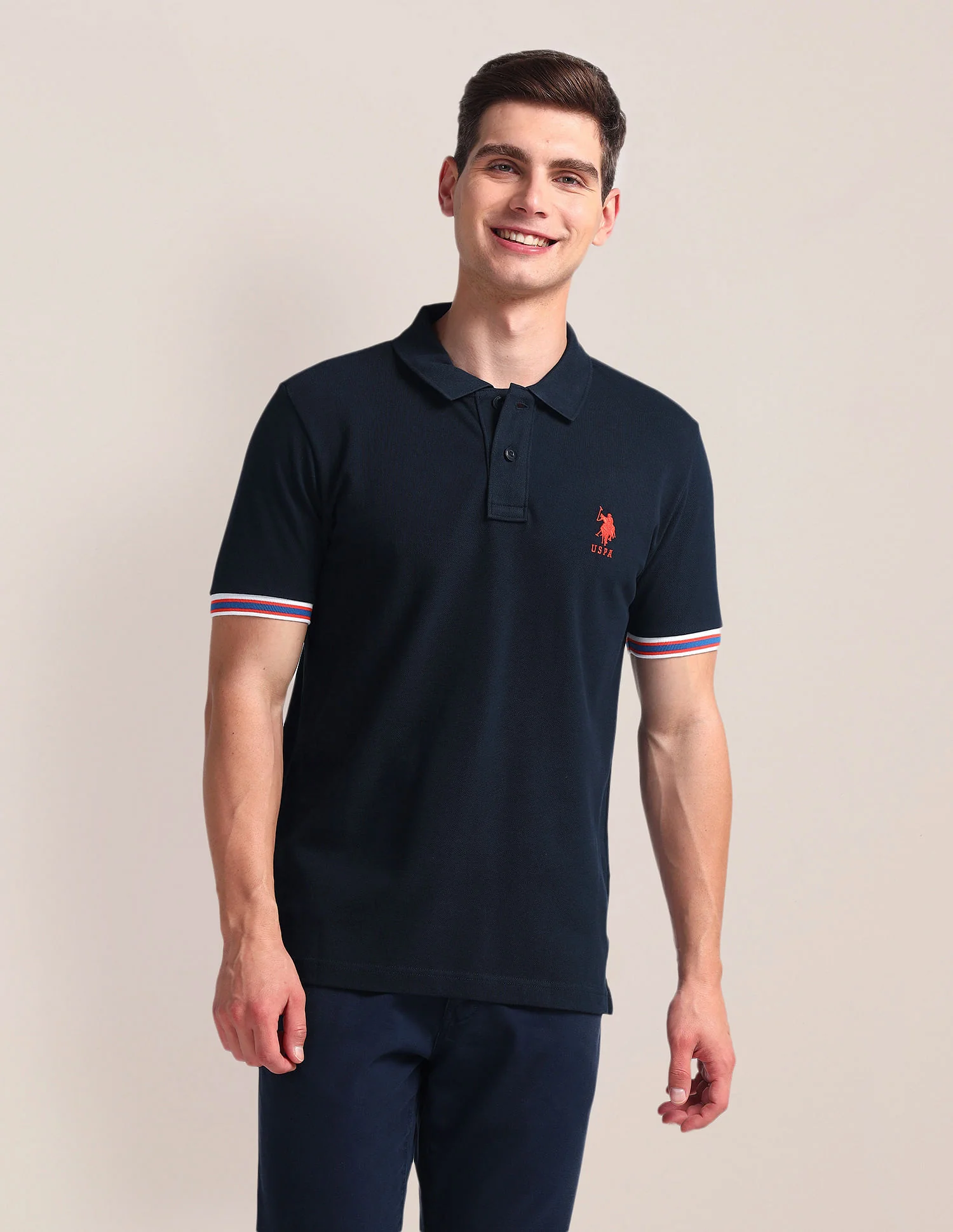 Tipped Sleeve Hem Slim Polo Shirt - Image 6
