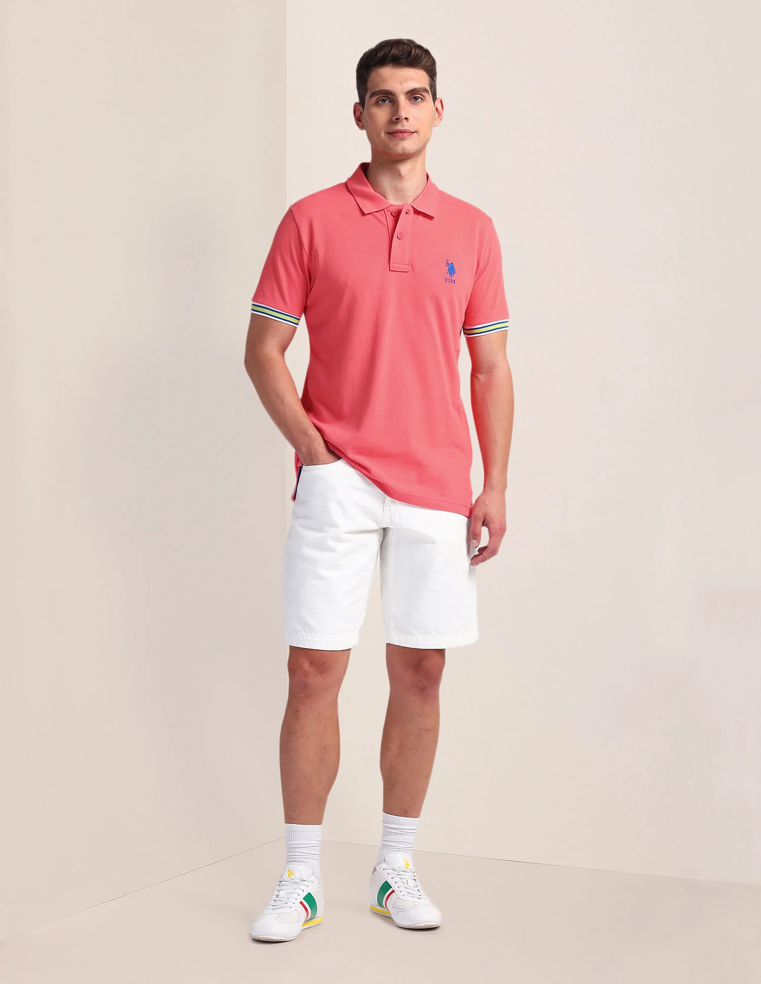 Tipped Sleeve Hem Slim Polo Shirt - Image 3