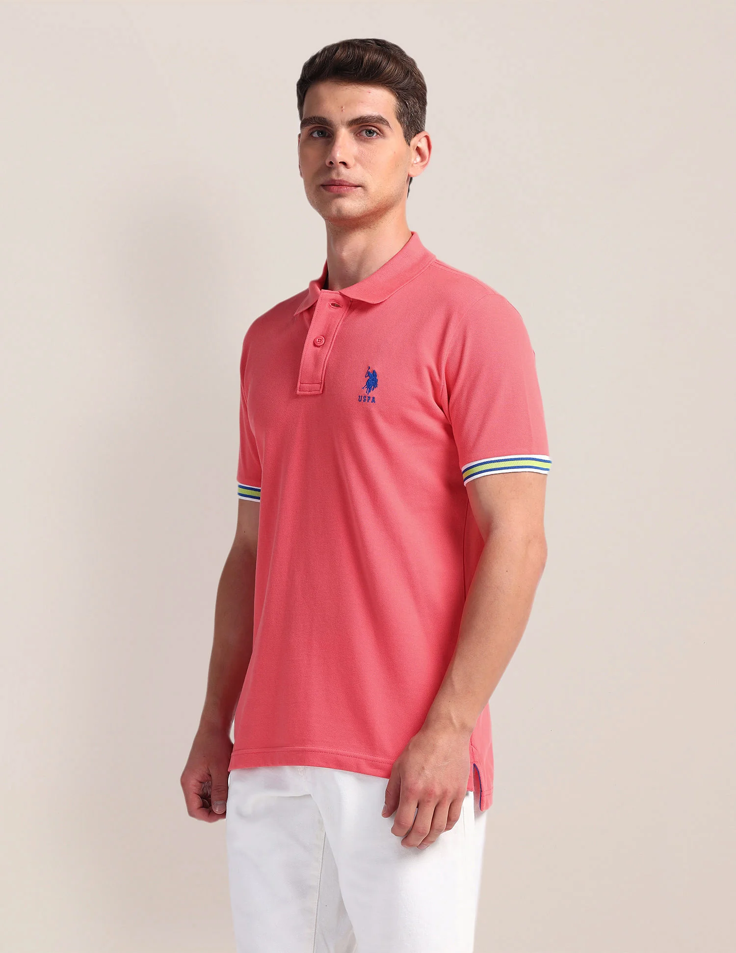 Tipped Sleeve Hem Slim Polo Shirt - Image 4