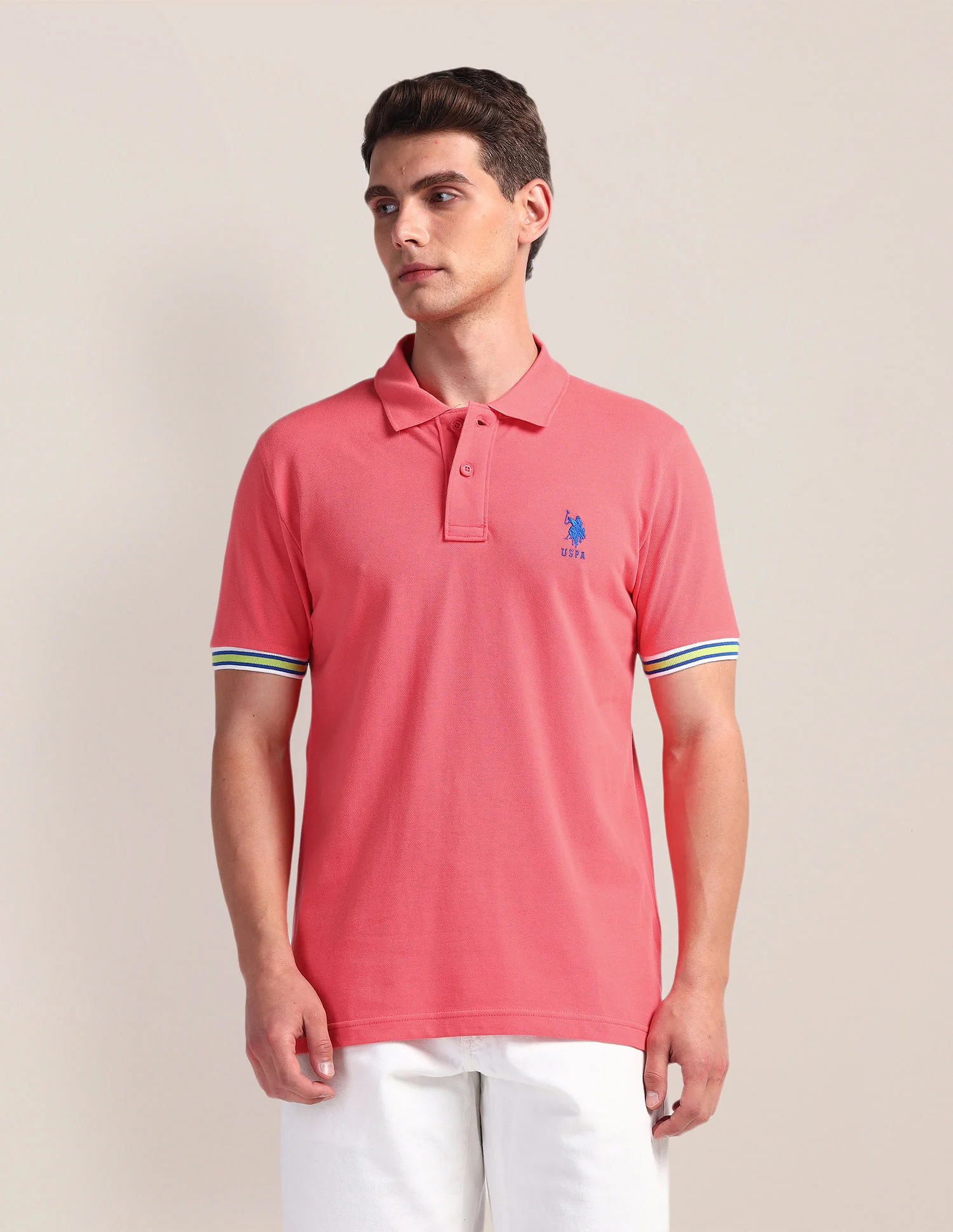 Tipped Sleeve Hem Slim Polo Shirt - Image 6