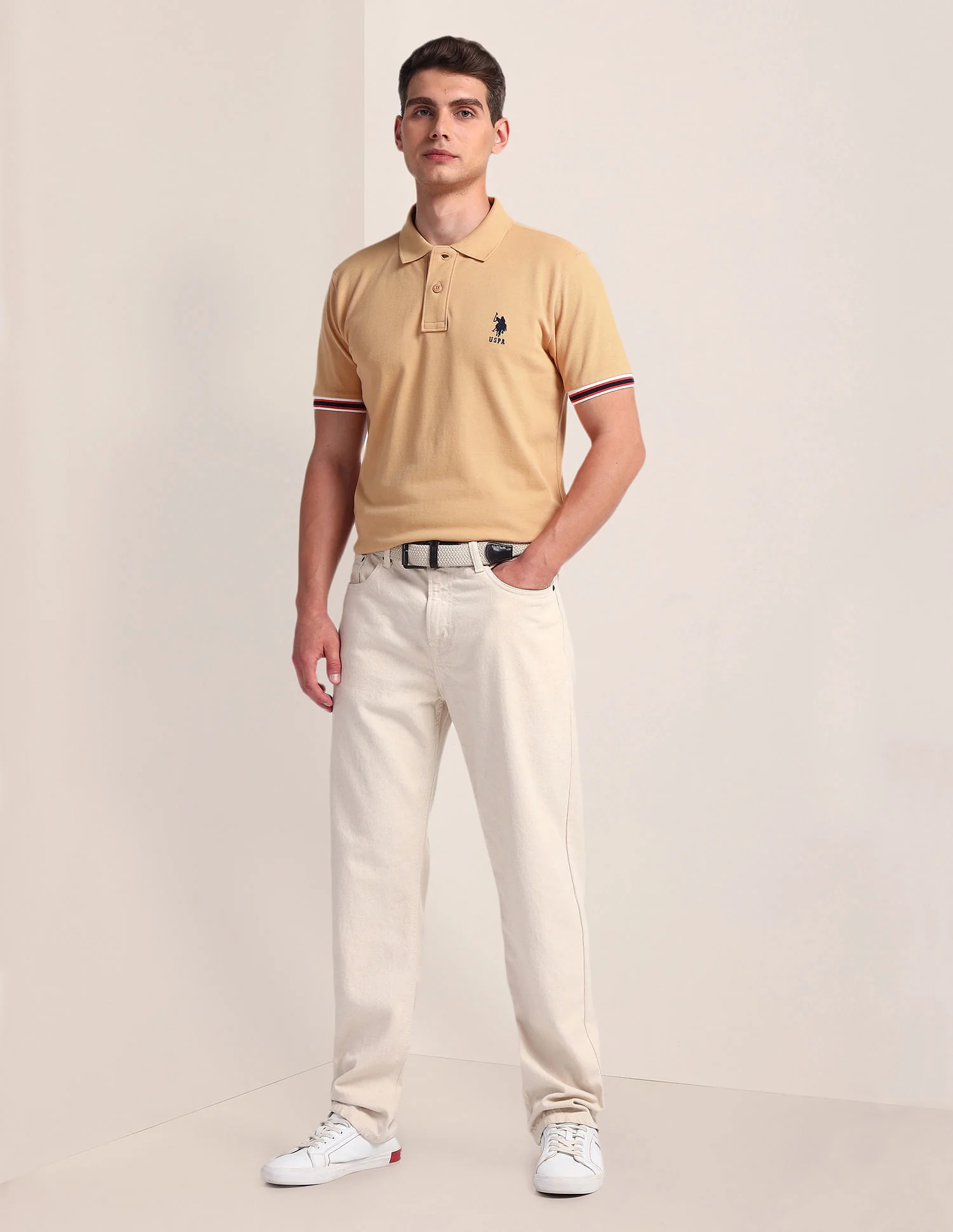 Tipped Sleeve Hem Slim Polo Shirt - Image 3
