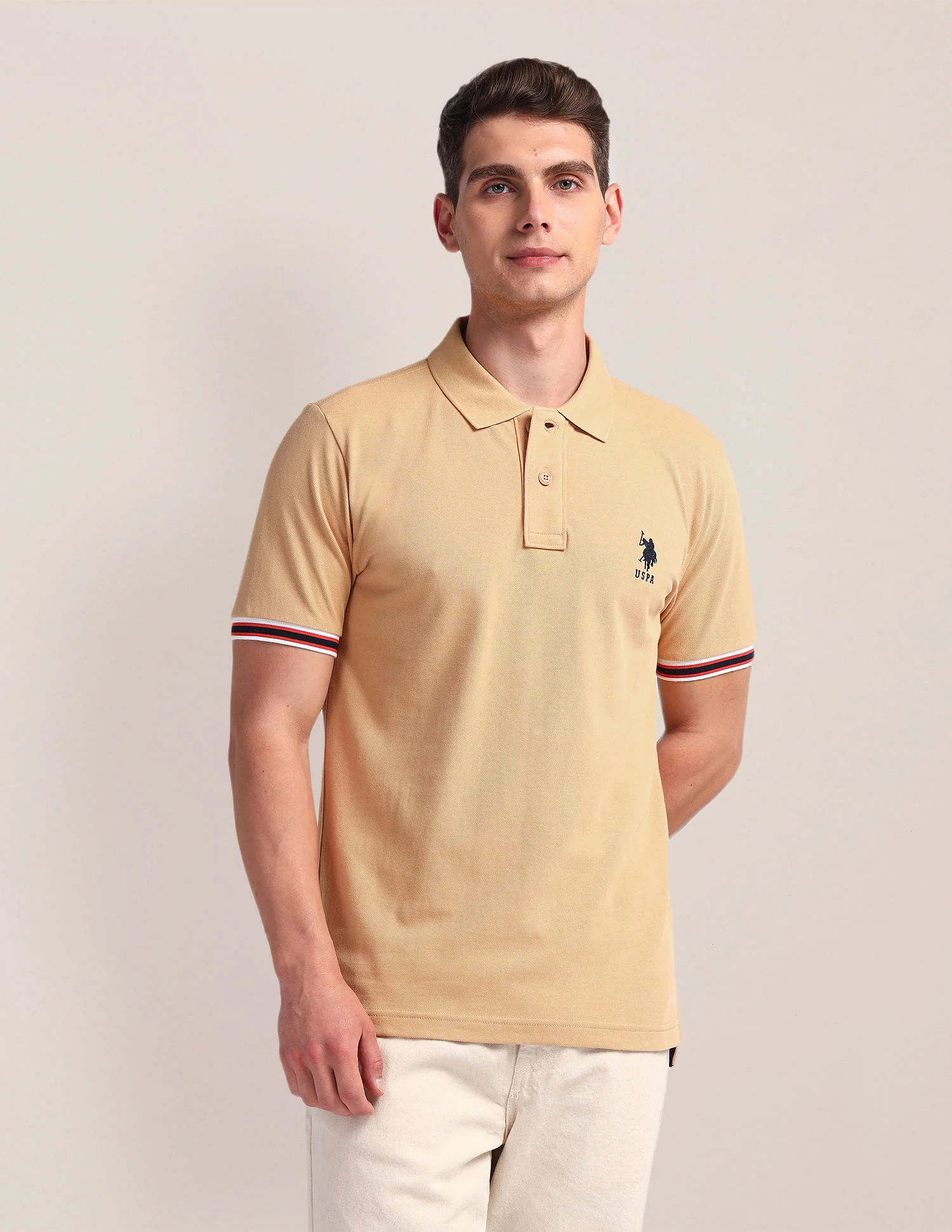Tipped Sleeve Hem Slim Polo Shirt - Image 6