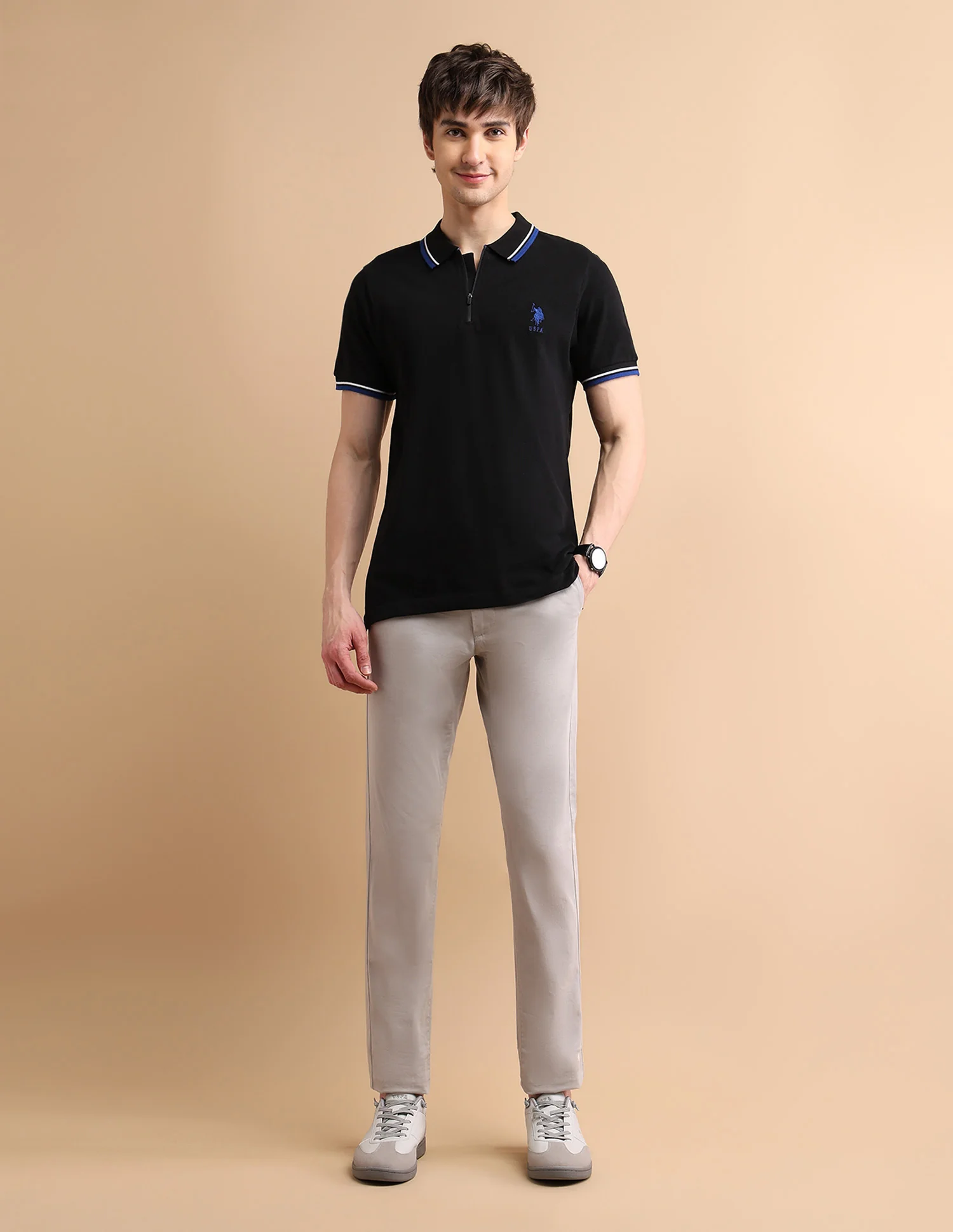Tipped Zipper Polo Shirt - Image 3