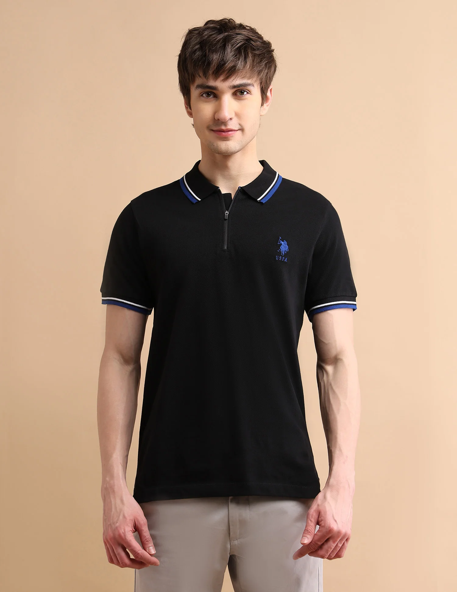 Tipped Zipper Polo Shirt - Image 6