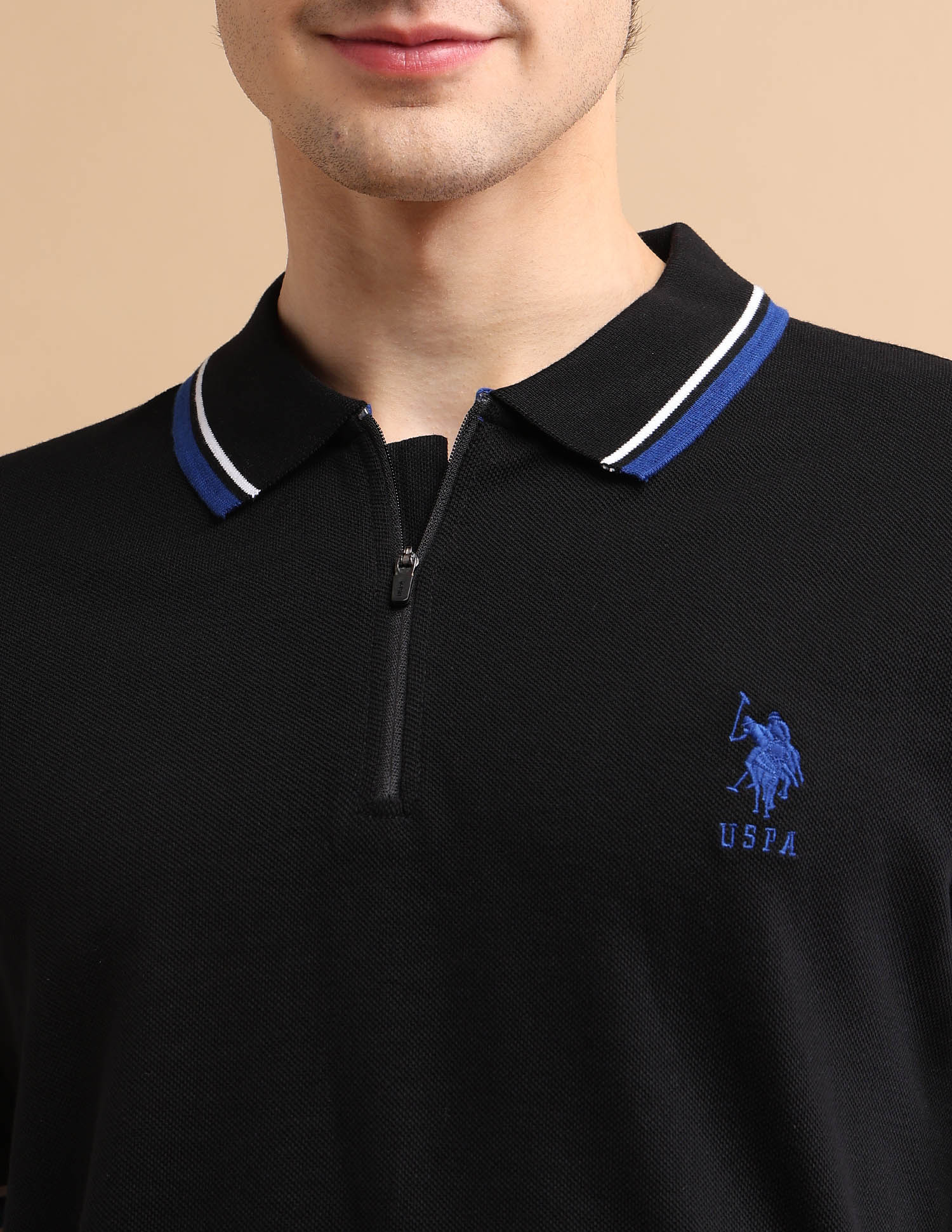 Tipped Zipper Polo Shirt - Image 7