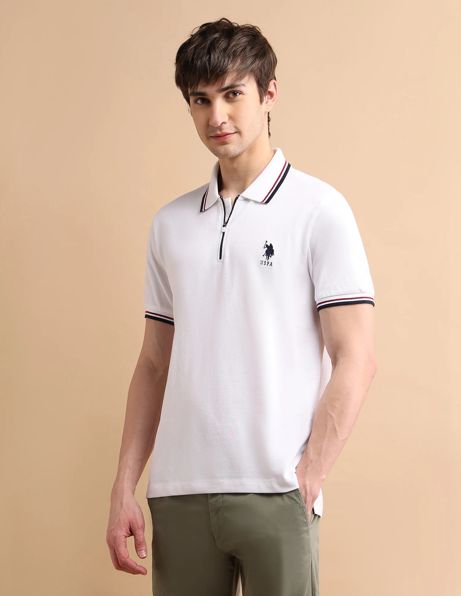 Tipped Zipper Polo Shirt - Image 4