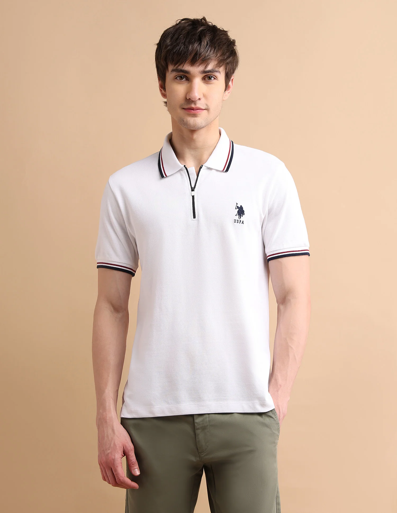 Tipped Zipper Polo Shirt - Image 6