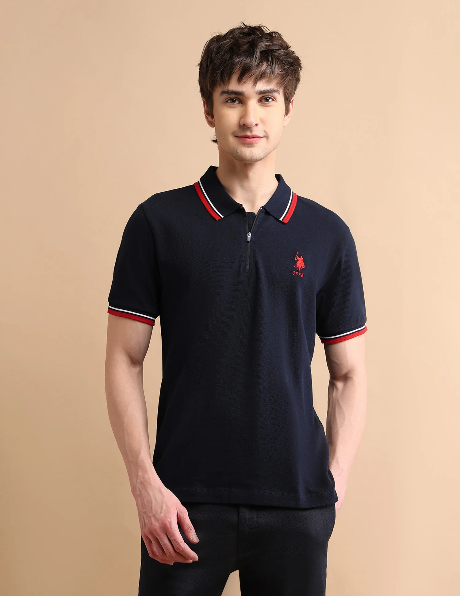 Tipped Zipper Polo Shirt - Image 6