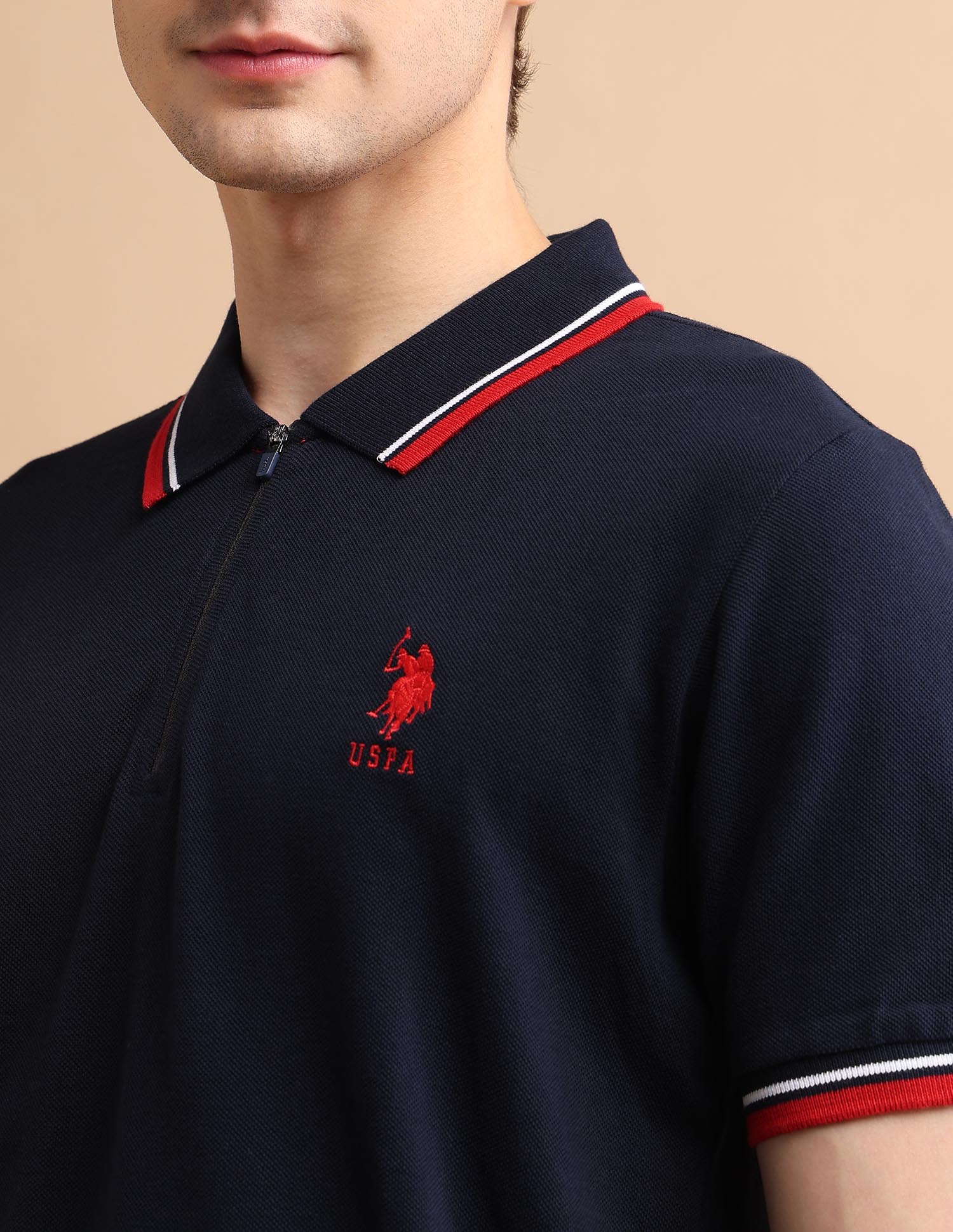 Tipped Zipper Polo Shirt - Image 7