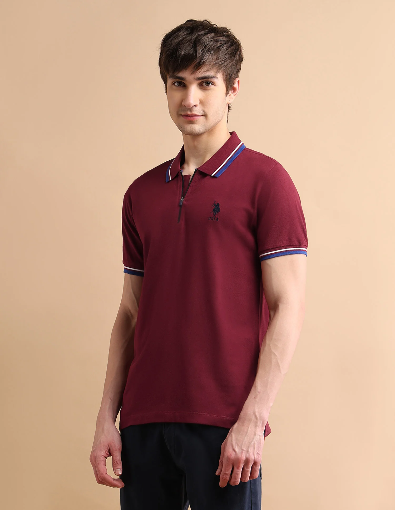 Tipped Zipper Polo Shirt - Image 4