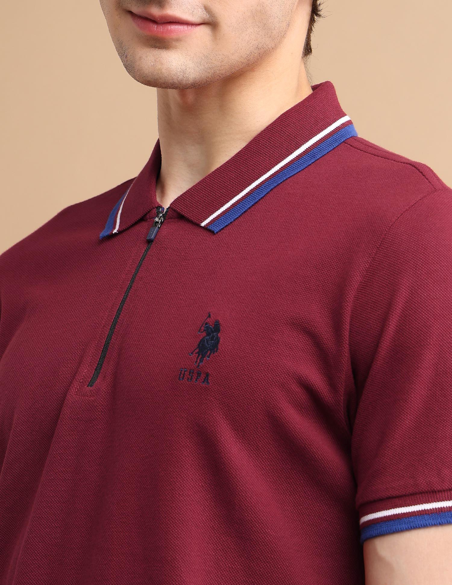 Tipped Zipper Polo Shirt - Image 7