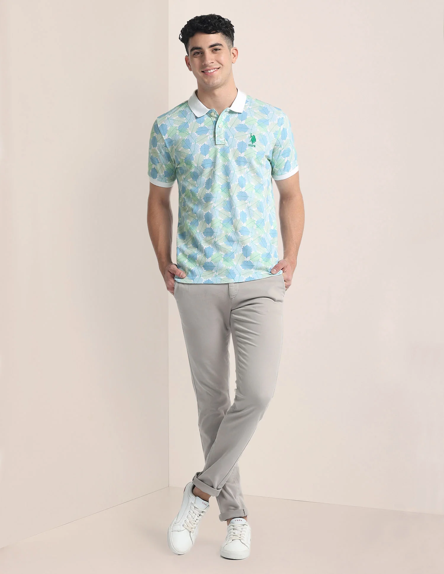 Tropical Print Slim Fit Polo Shirt - Image 3