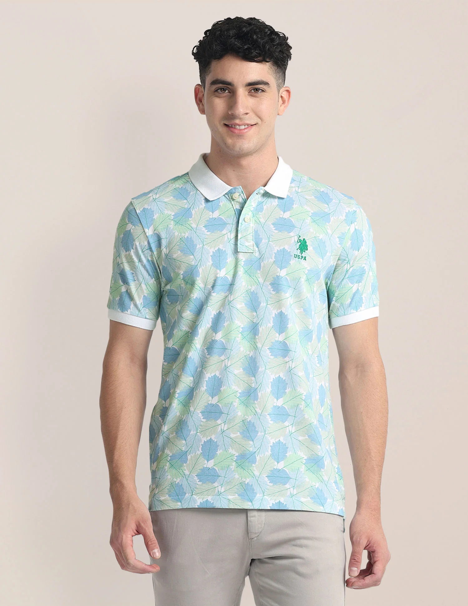 Tropical Print Slim Fit Polo Shirt - Image 6