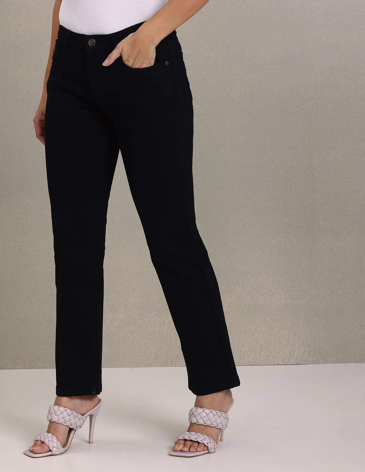 Twill Weave Straight Fit Jeans - Image 3
