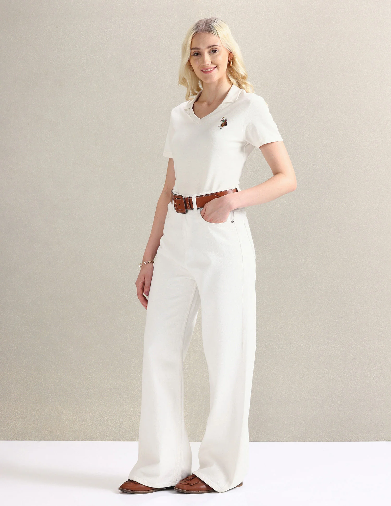 V-Neck Pique Polo Shirt - Image 3
