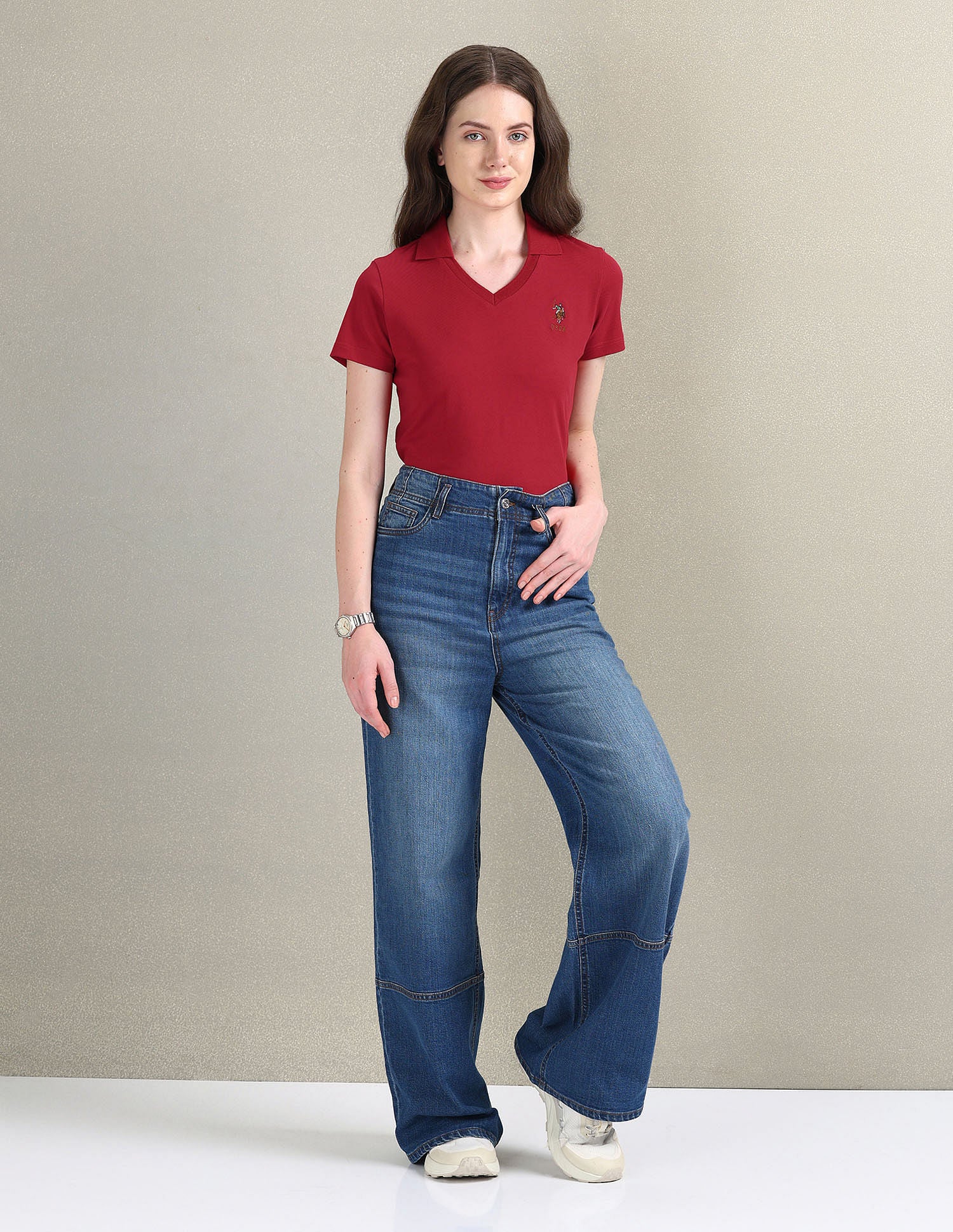 V-Neck Pique Polo Shirt - Image 3